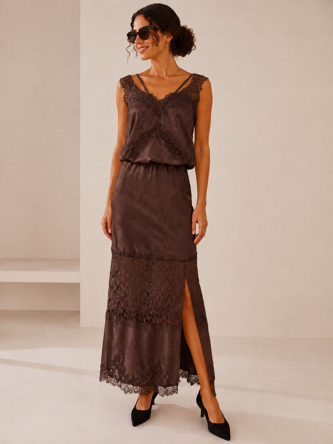 Gonna lunga in raso jacquard - VICOLO