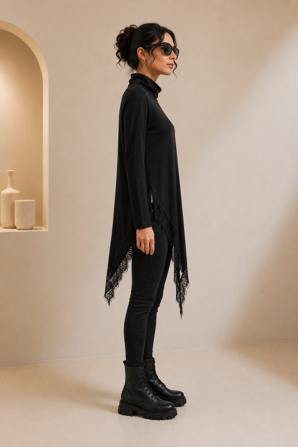 Maglia in jersey con punte e pizzo - Sandro Ferrone