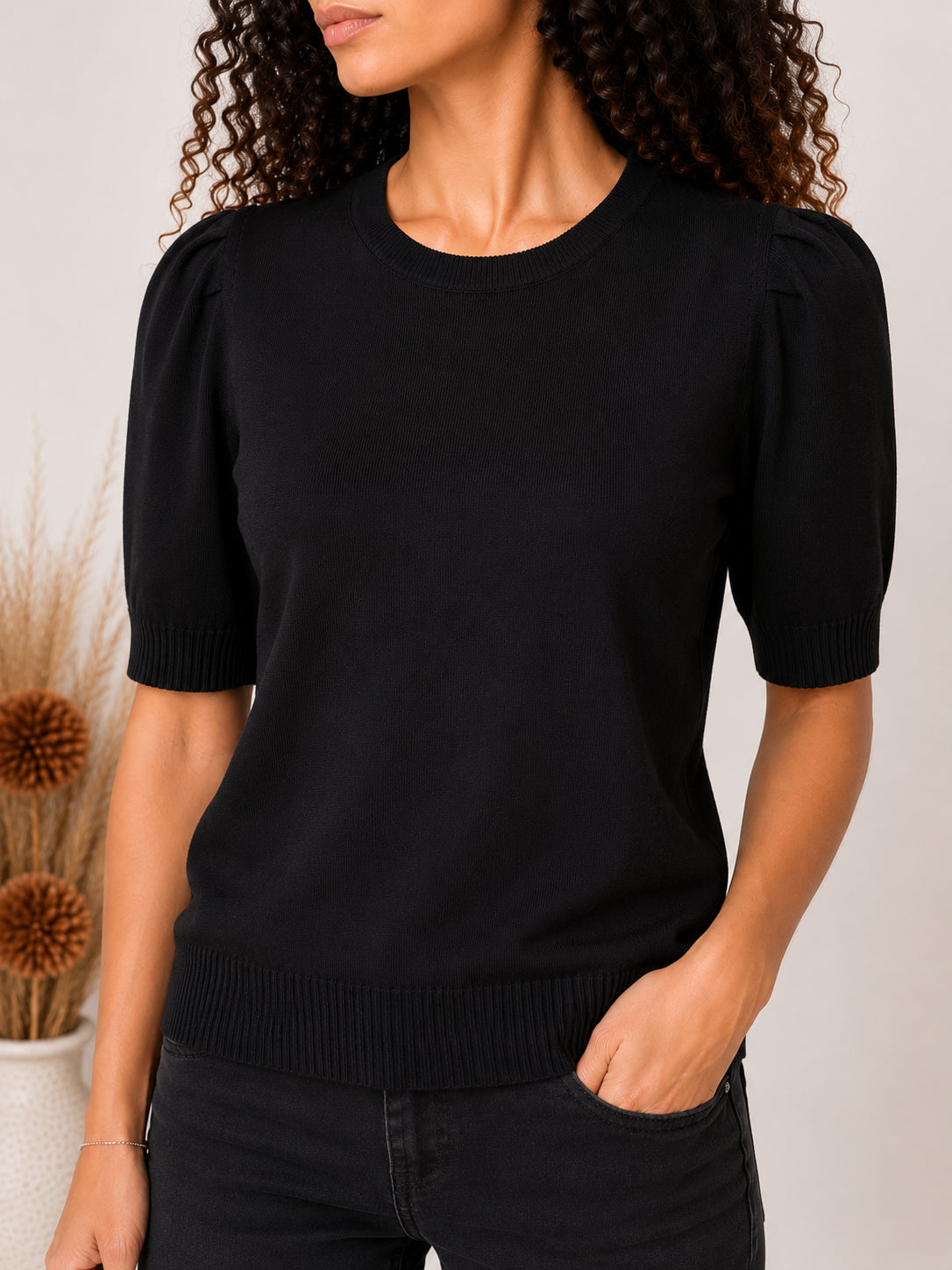 Maglia in viscosa finezza 12 con maniche a sbuffo - SHE_FLORENCE_LAB