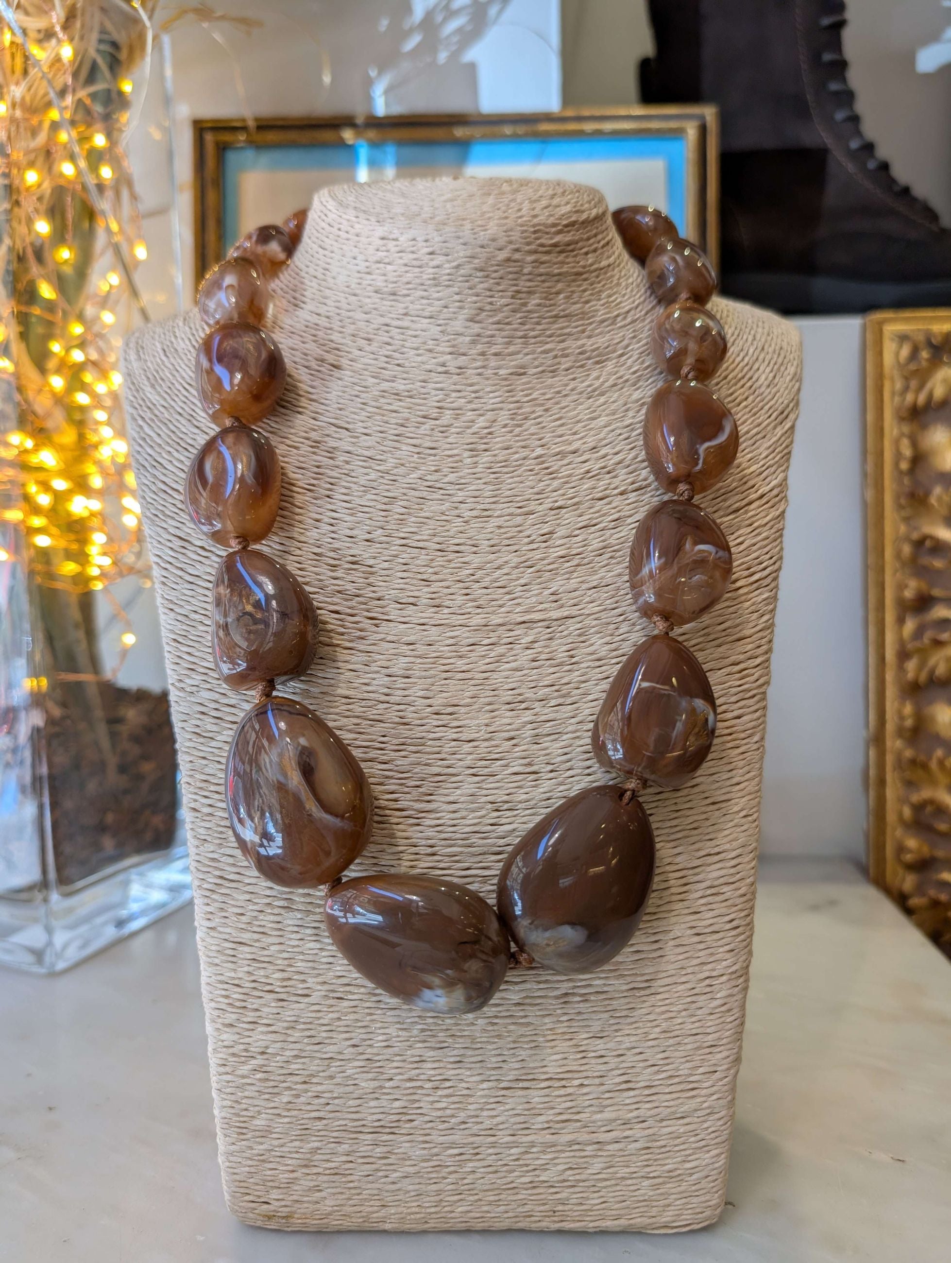 COLLANA GAIA OVER IN RESINA NUVOLATA MARRONE - NALI'