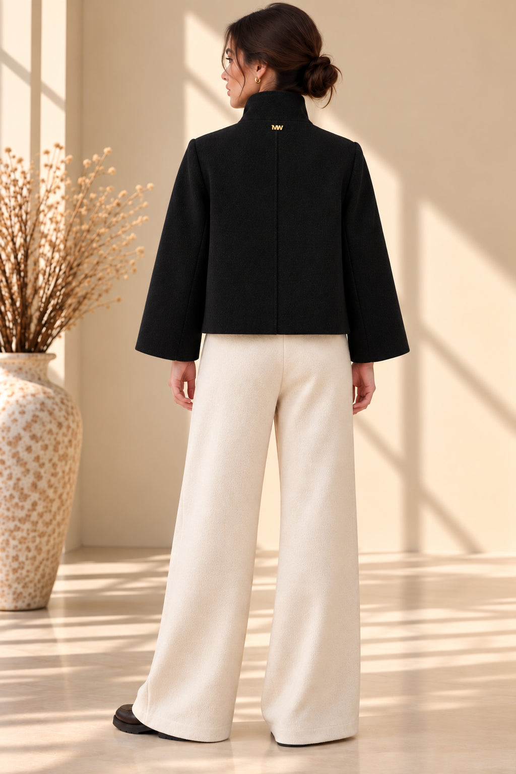 Cropped Coat in panno con dettagli gold - MARKUP DONNA