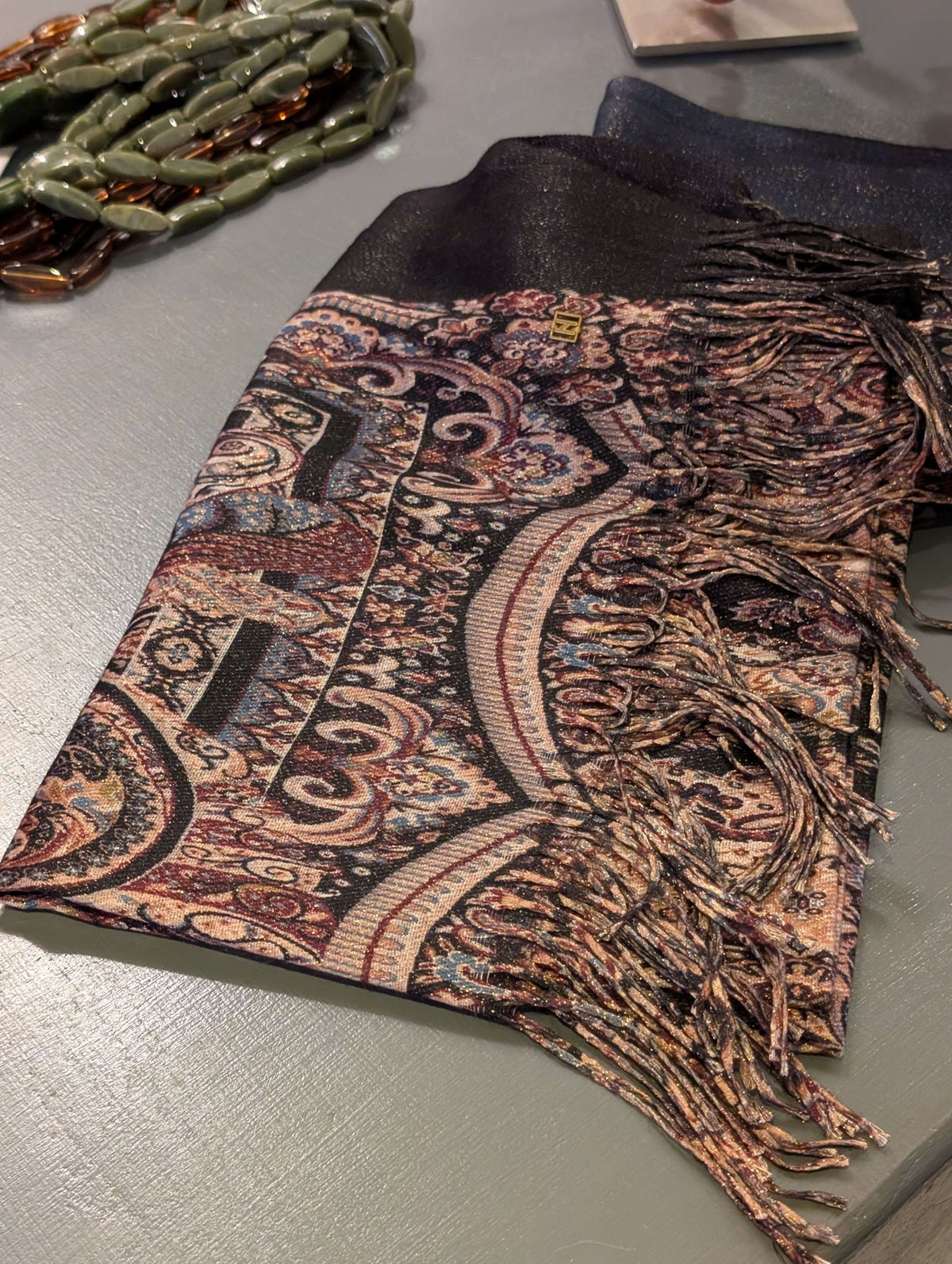SCIARPA CAROLINE STAMPA PAISLEY NERO - NALI'