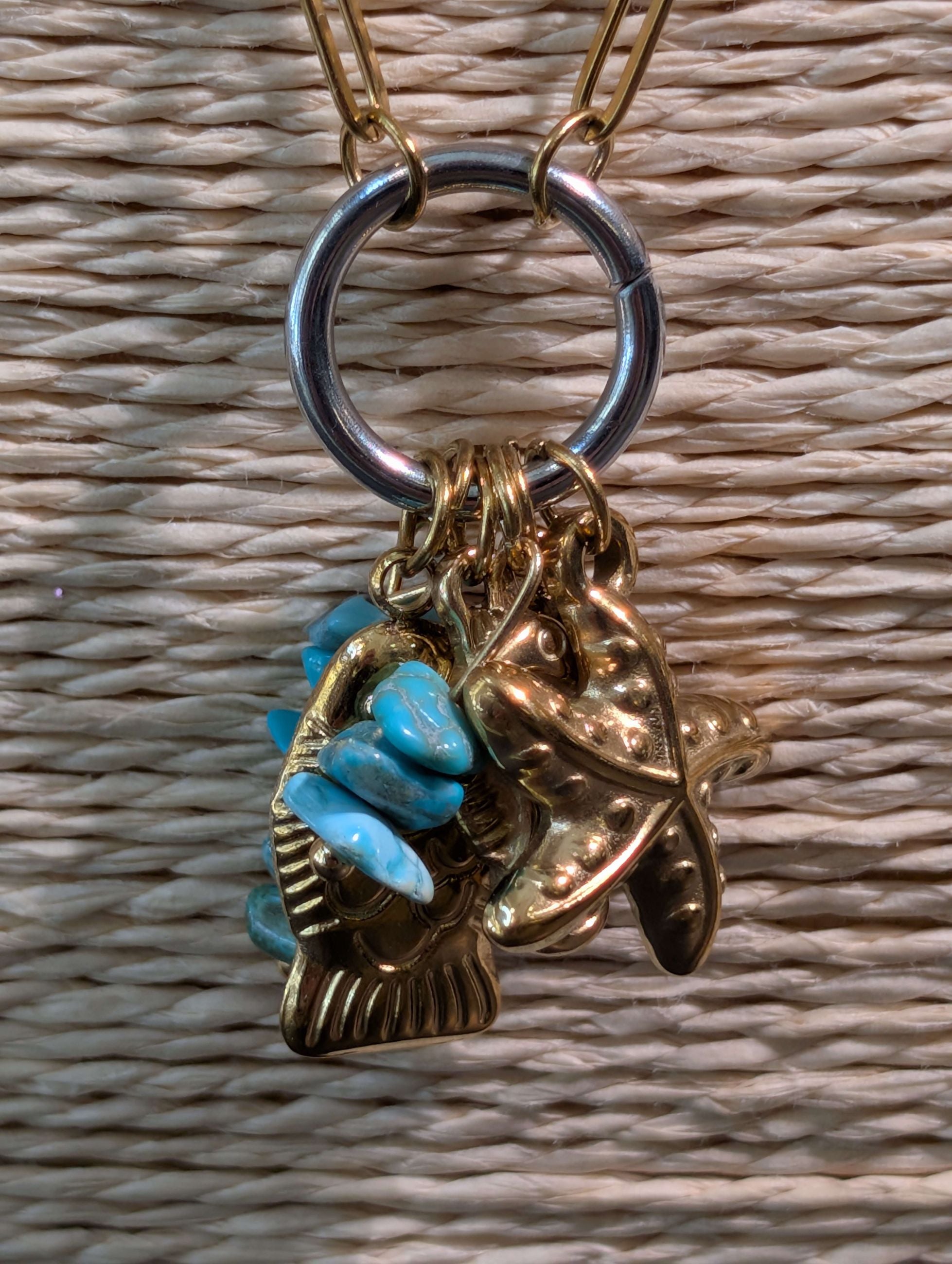 COLLANA CHAIN PERLINE E PESCI ACC.INOS. ORO - NALI'