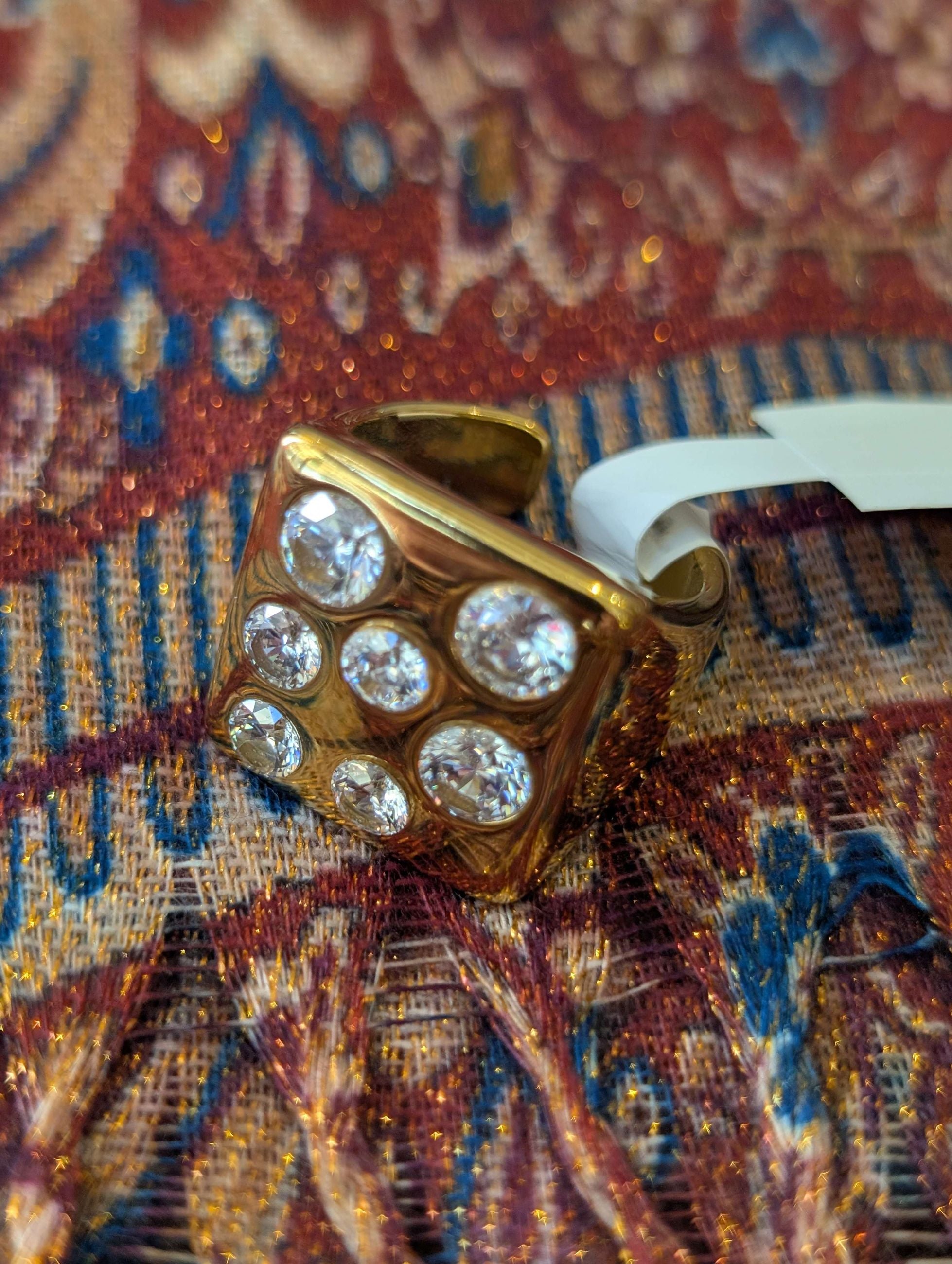 ANELLO QUADRATO CON PIETRE ORO - NALI'