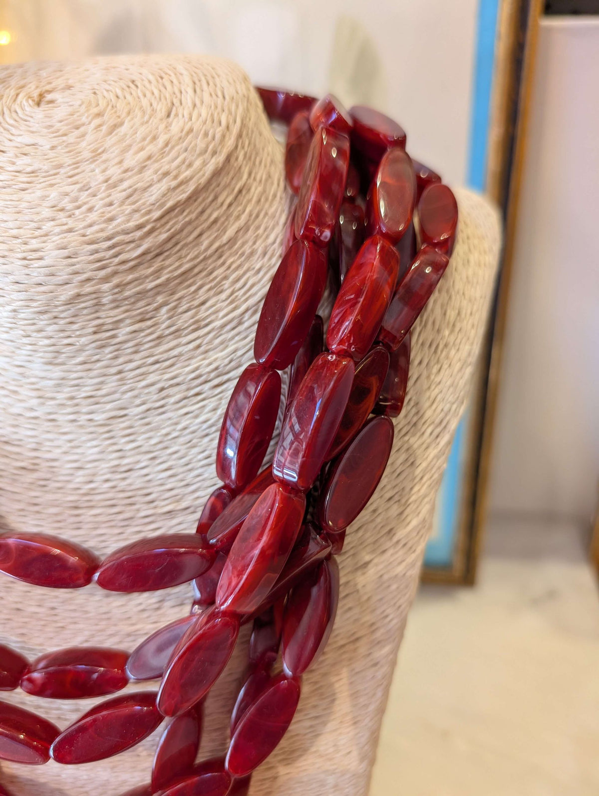 COLLANA AGATA MULTIFILO IN RESINA ROSSO - NALI'