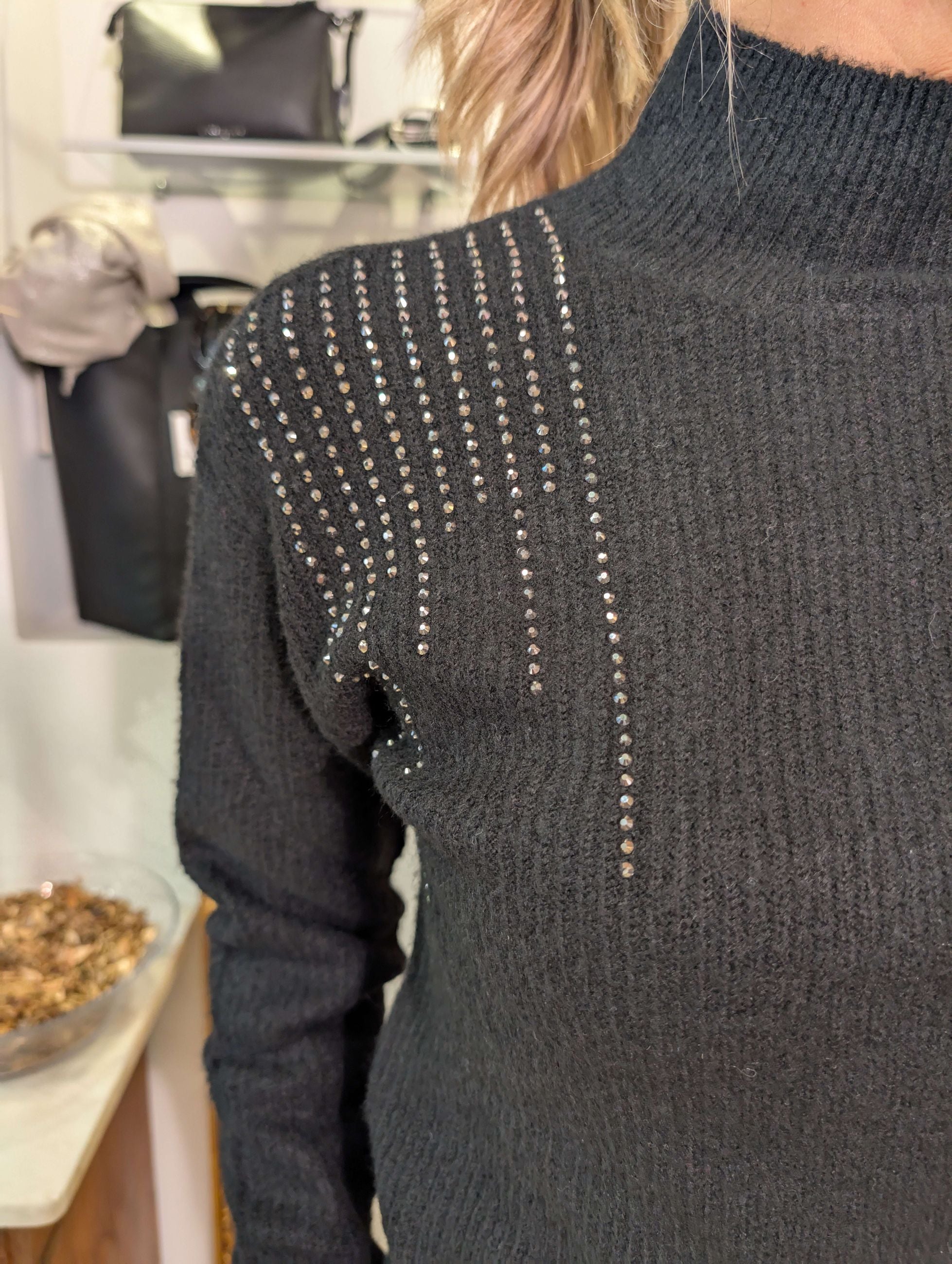 Maglia costa inglese con strass - MARKUP DONNA