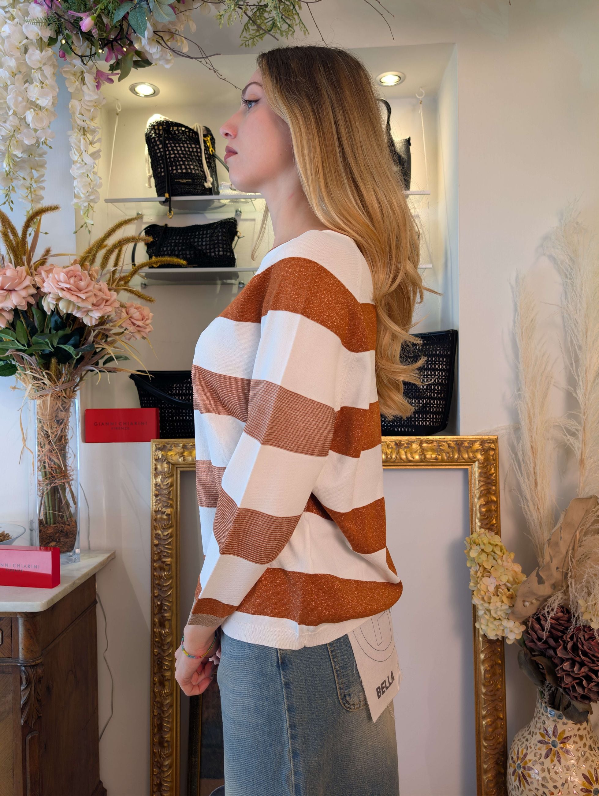 Maglia Girocollo Rigata con Lurex - SHE_FLORENCE_LAB