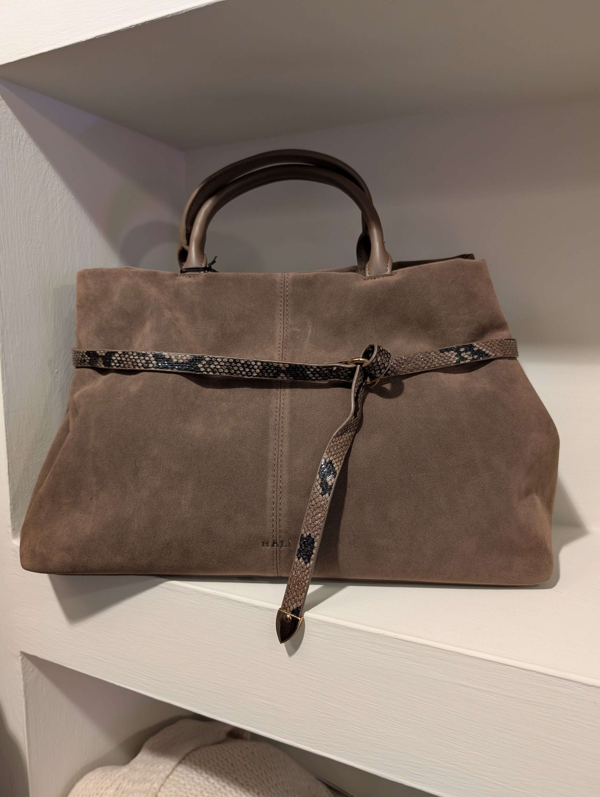 BORSA MELISSA CON DETTAGLI IN PITONE MARRONE - NALI'