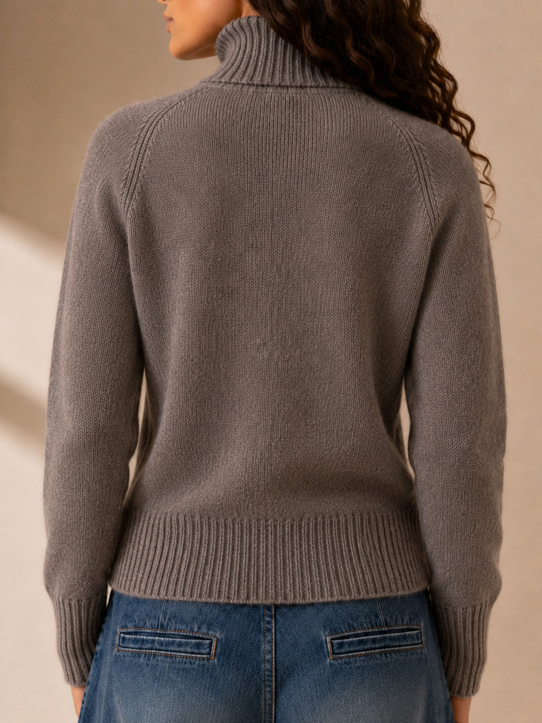 Maglia collo alto seamless in cachemire e lana - .SOLO TRE