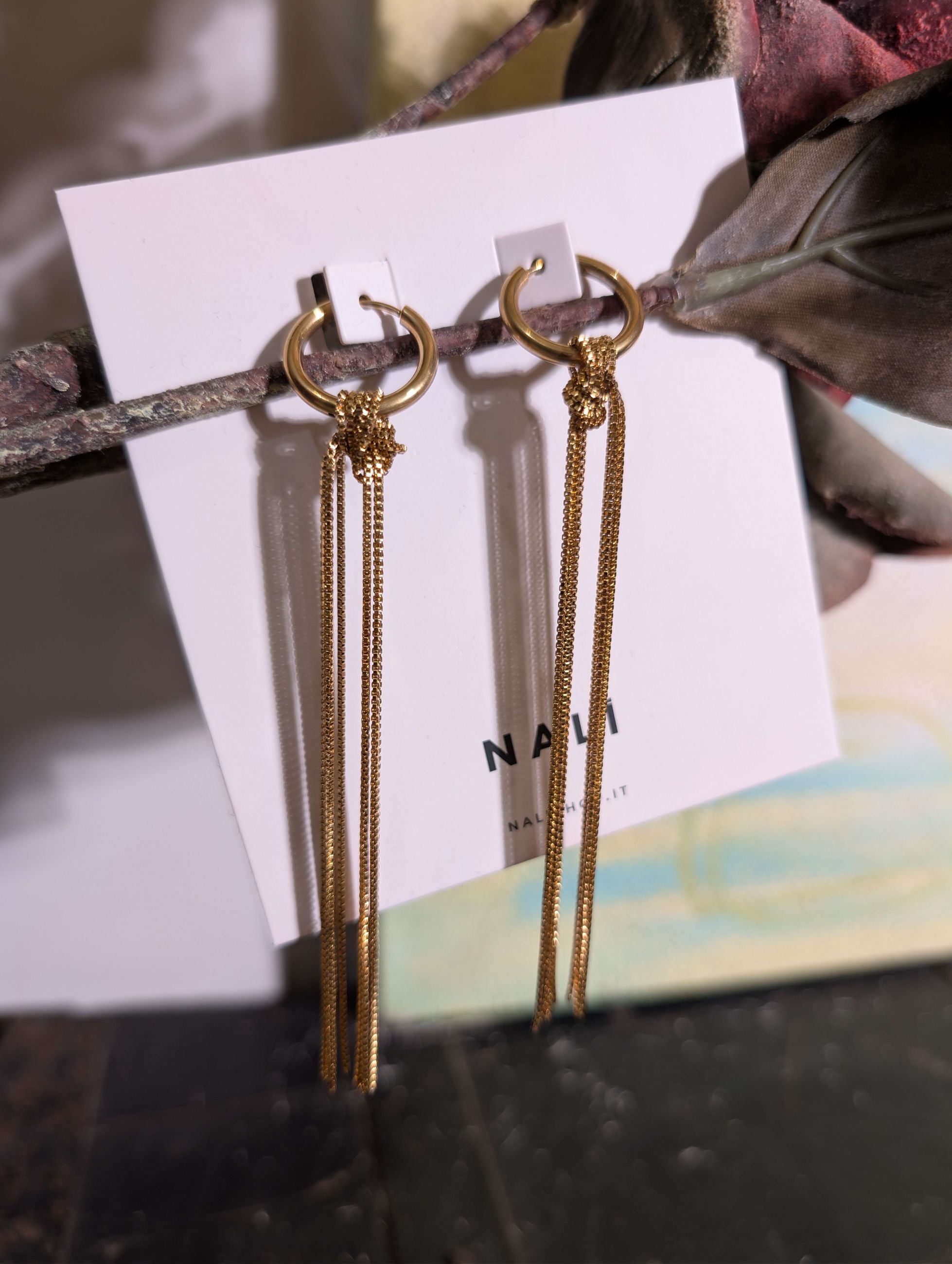 ORECCHINI PENDENTI CON FRANGE LUNGHE ORO - NALI'