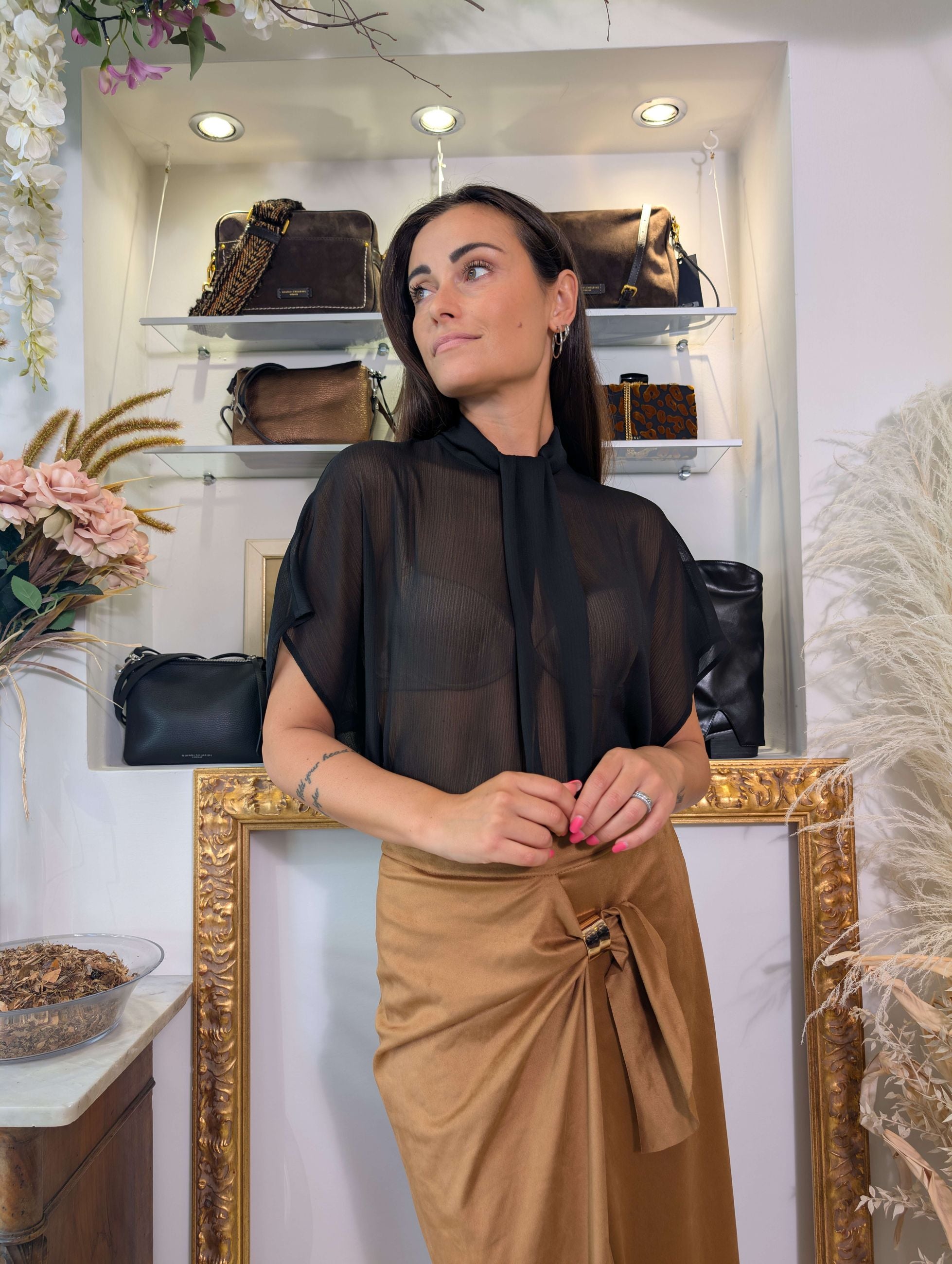 Blusa in chiffon froissé - ANNARITA N