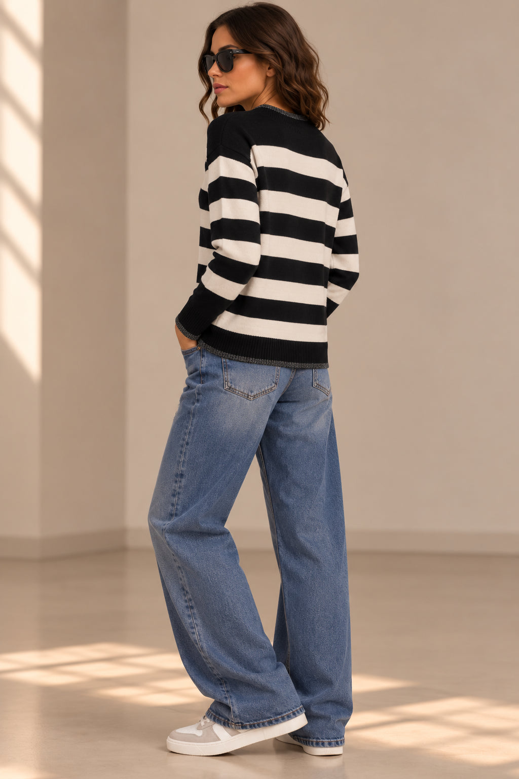 Maglia ampia rigata collo lupetto - SHE_FLORENCE_LAB