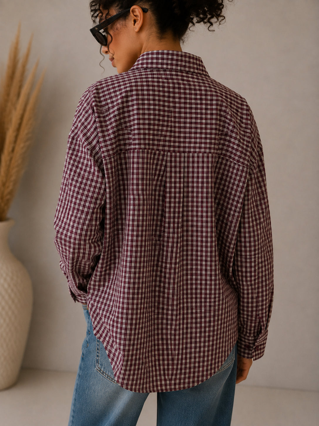 Camicia over in cotone microquadretto - VICOLO