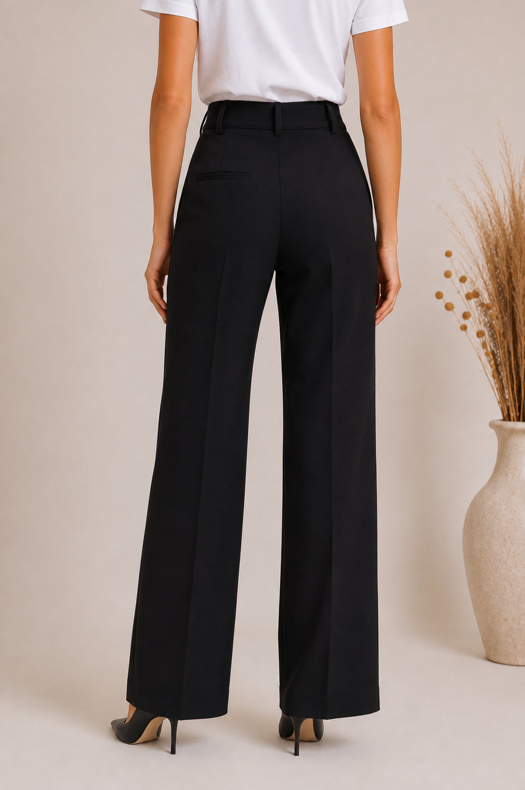 Pantalone sartoriale in twill nero a gamba ampia - DIXIE