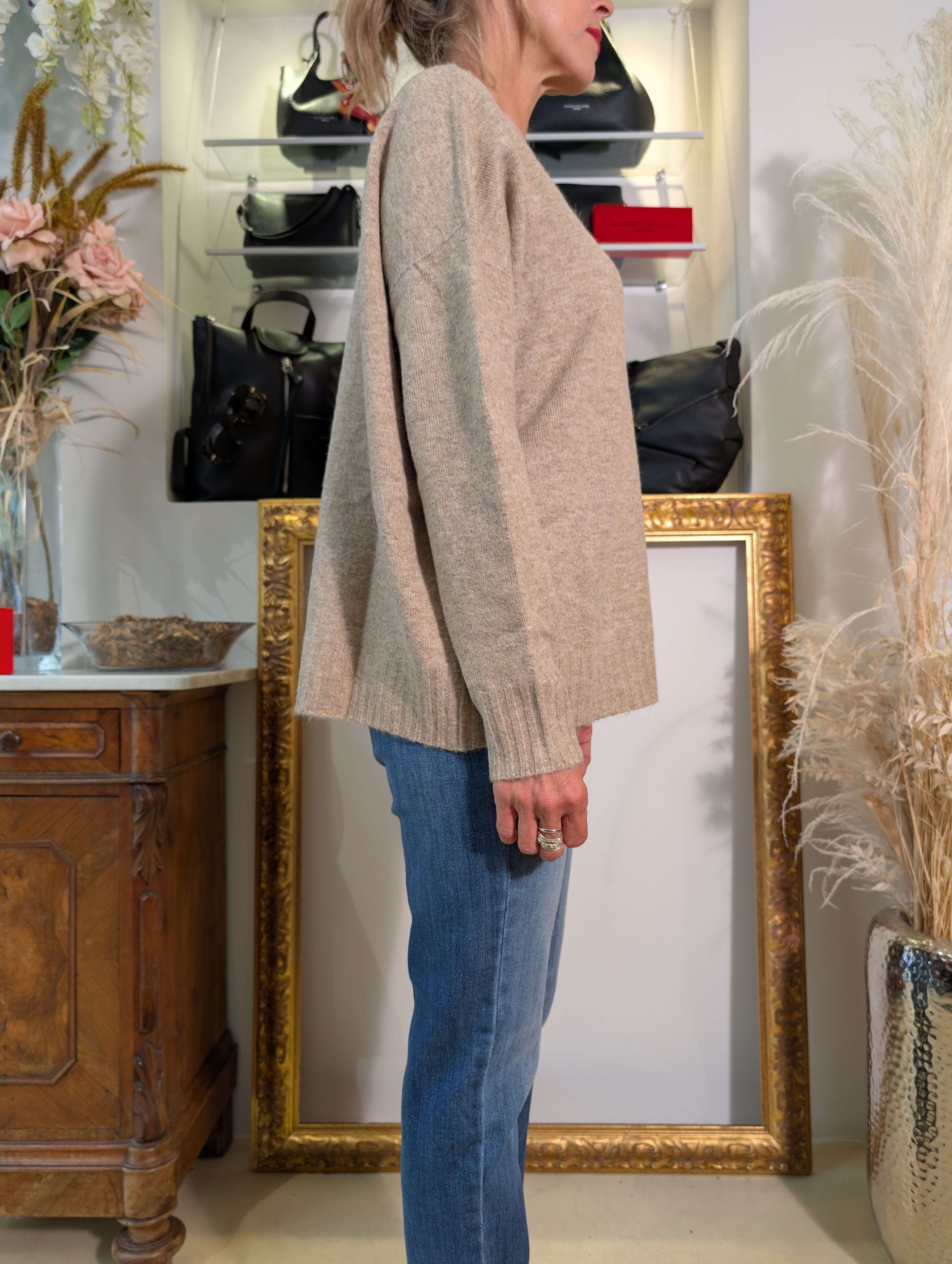 Maglia scollo a V in bouclé - SHE_FLORENCE_LAB
