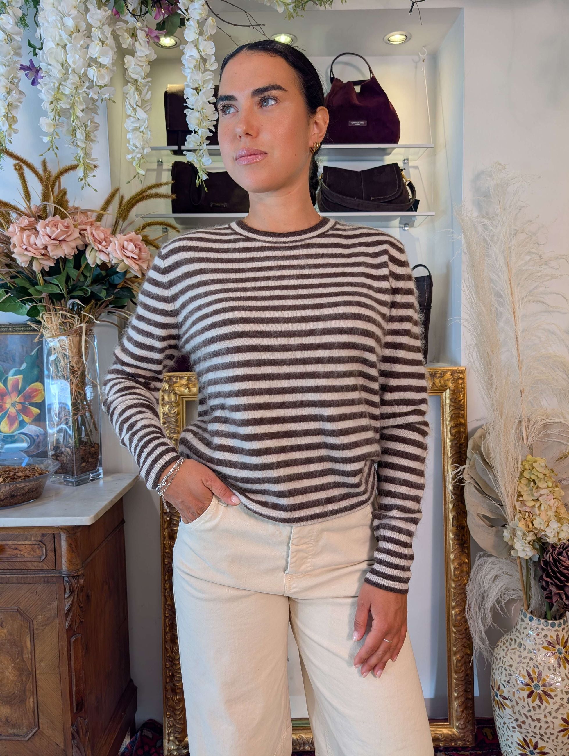 Maglia french stripes multicolor lana-cachemire - TENSIONE IN