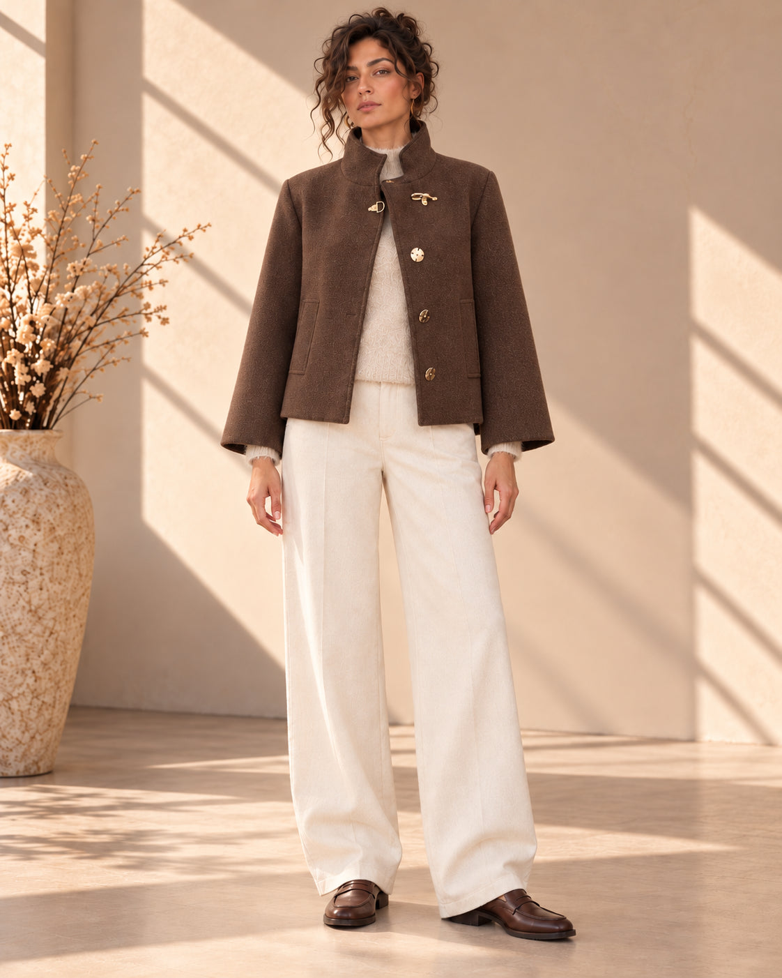 Cropped Coat in panno con dettagli gold - MARKUP DONNA
