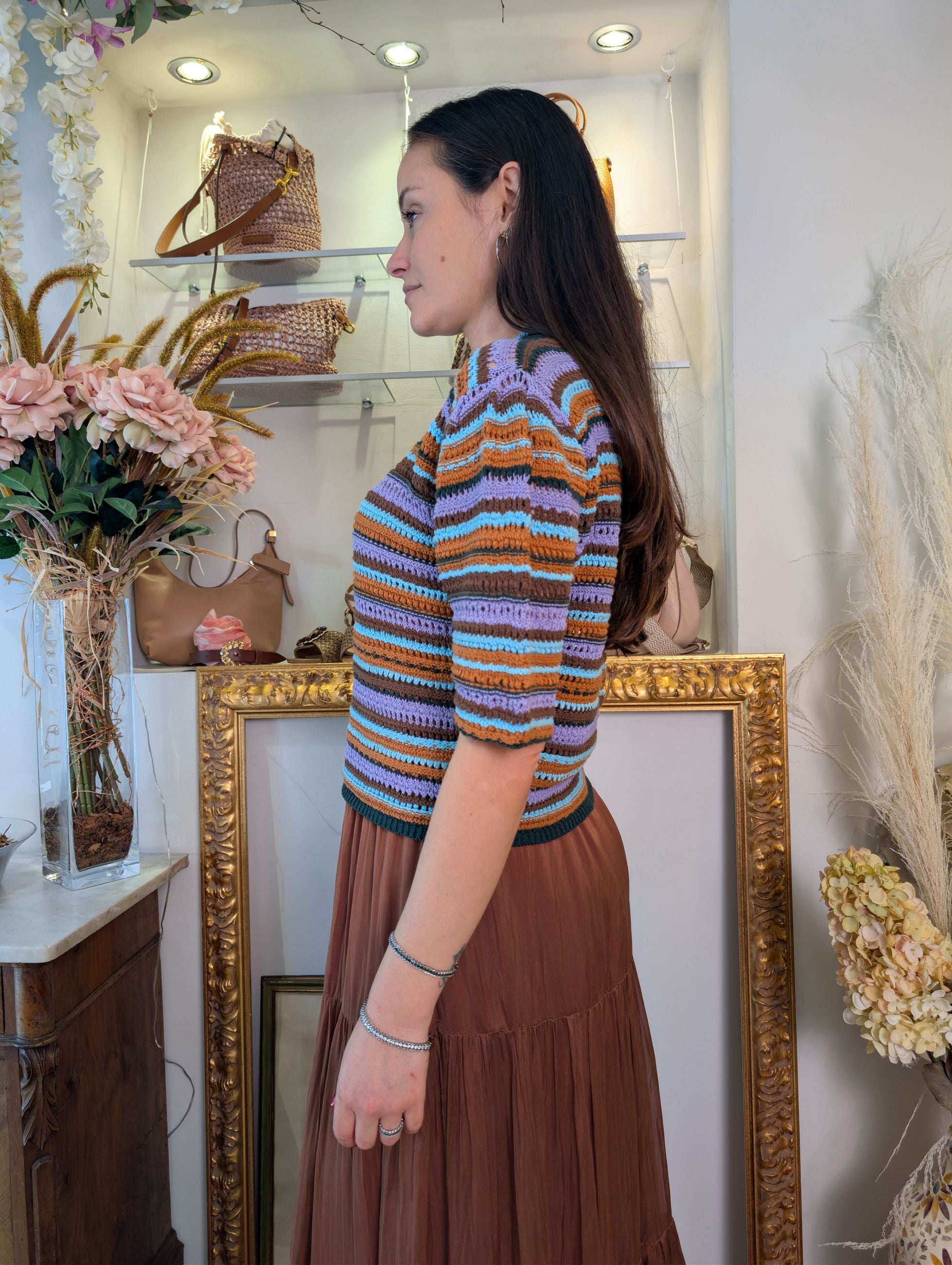 Maglia a lavorazione crochet multicolor - DIXIE
