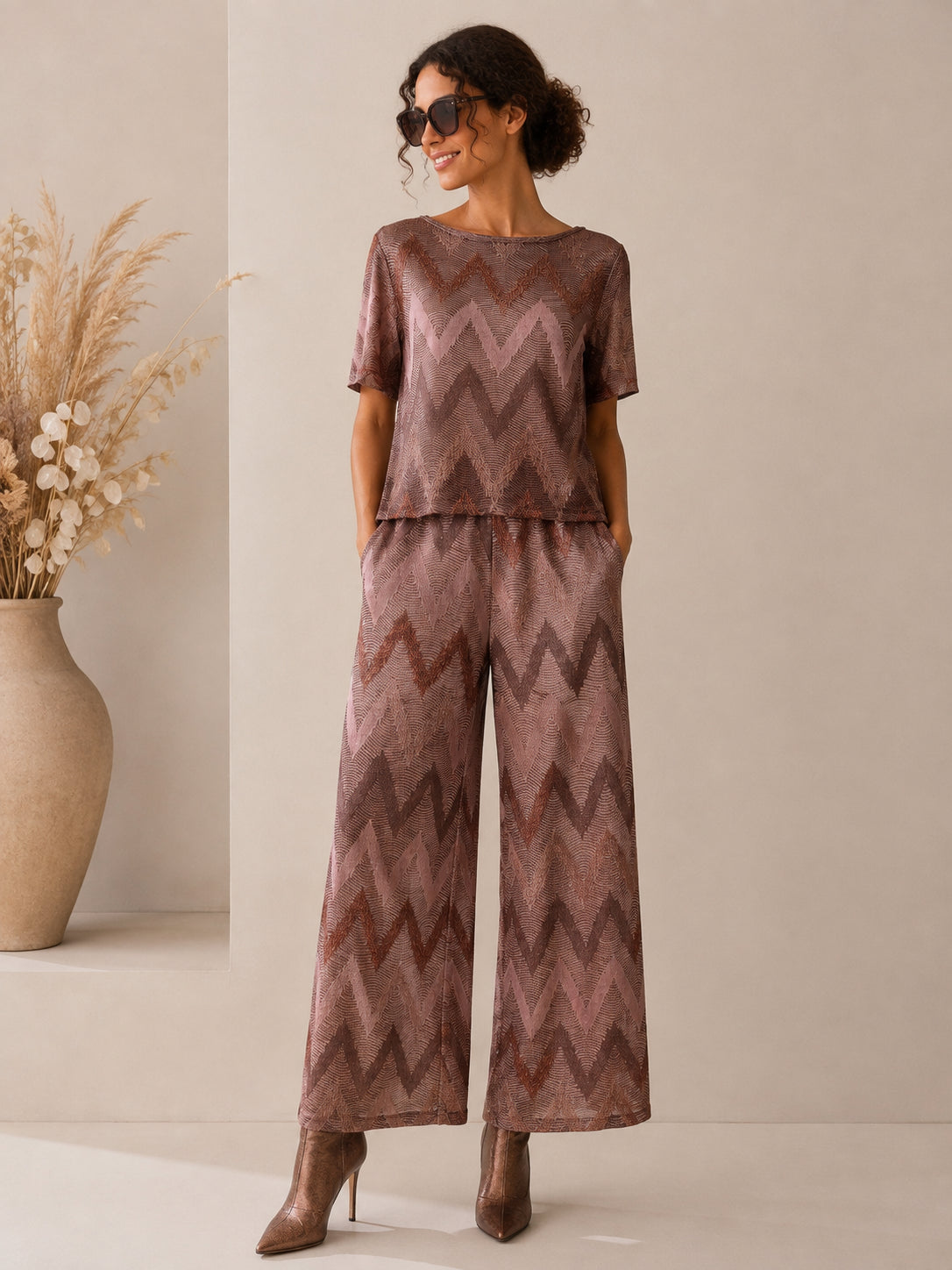 T-shirt in morbido jersey jacquard - VICOLO