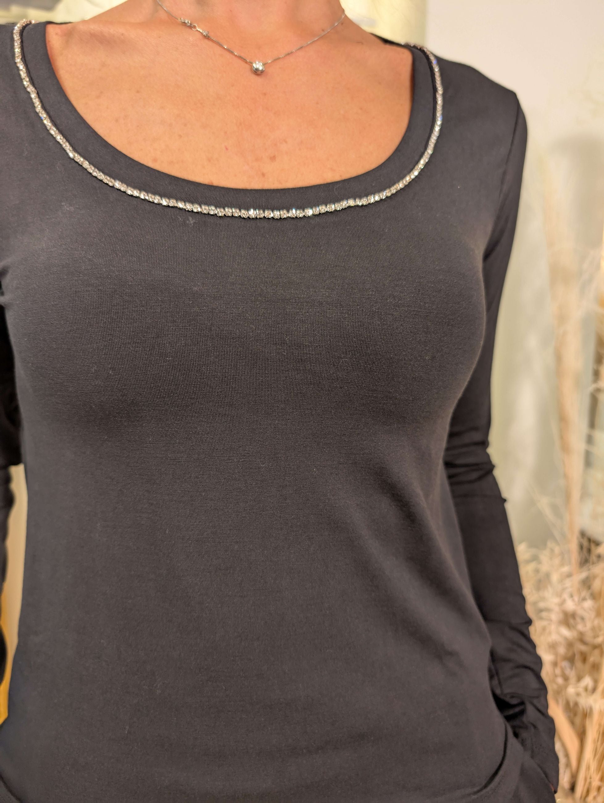 Maglia in jersey di viscosa con strass - MARKUP DONNA