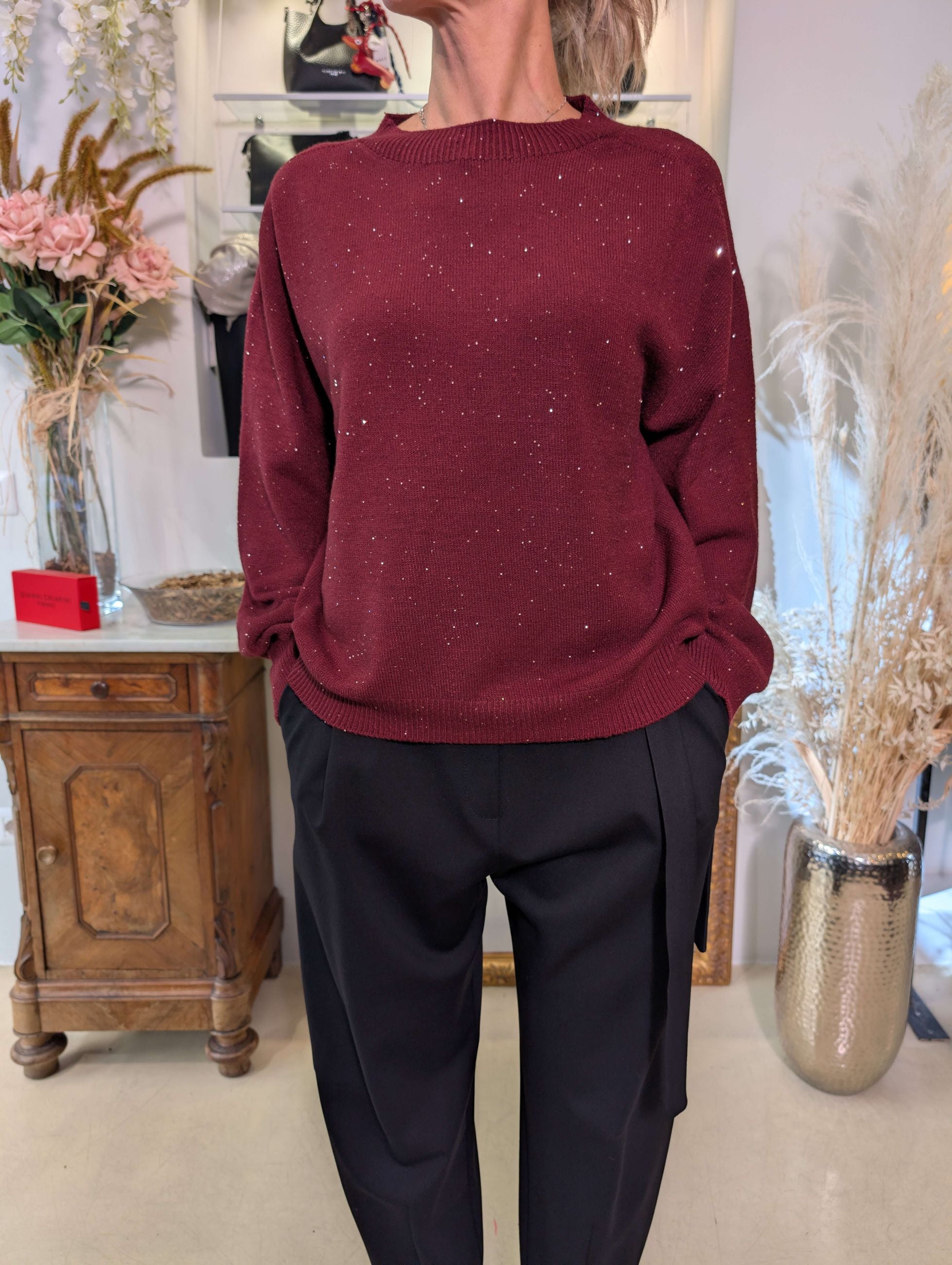 MAGLIA PAILLETTES GIROCOLLO - HAVE ONE