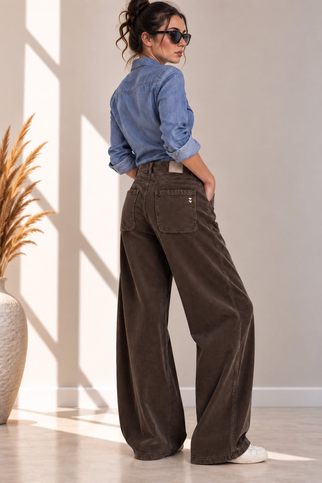 Pantalone wide leg in velluto a coste - PLEASE