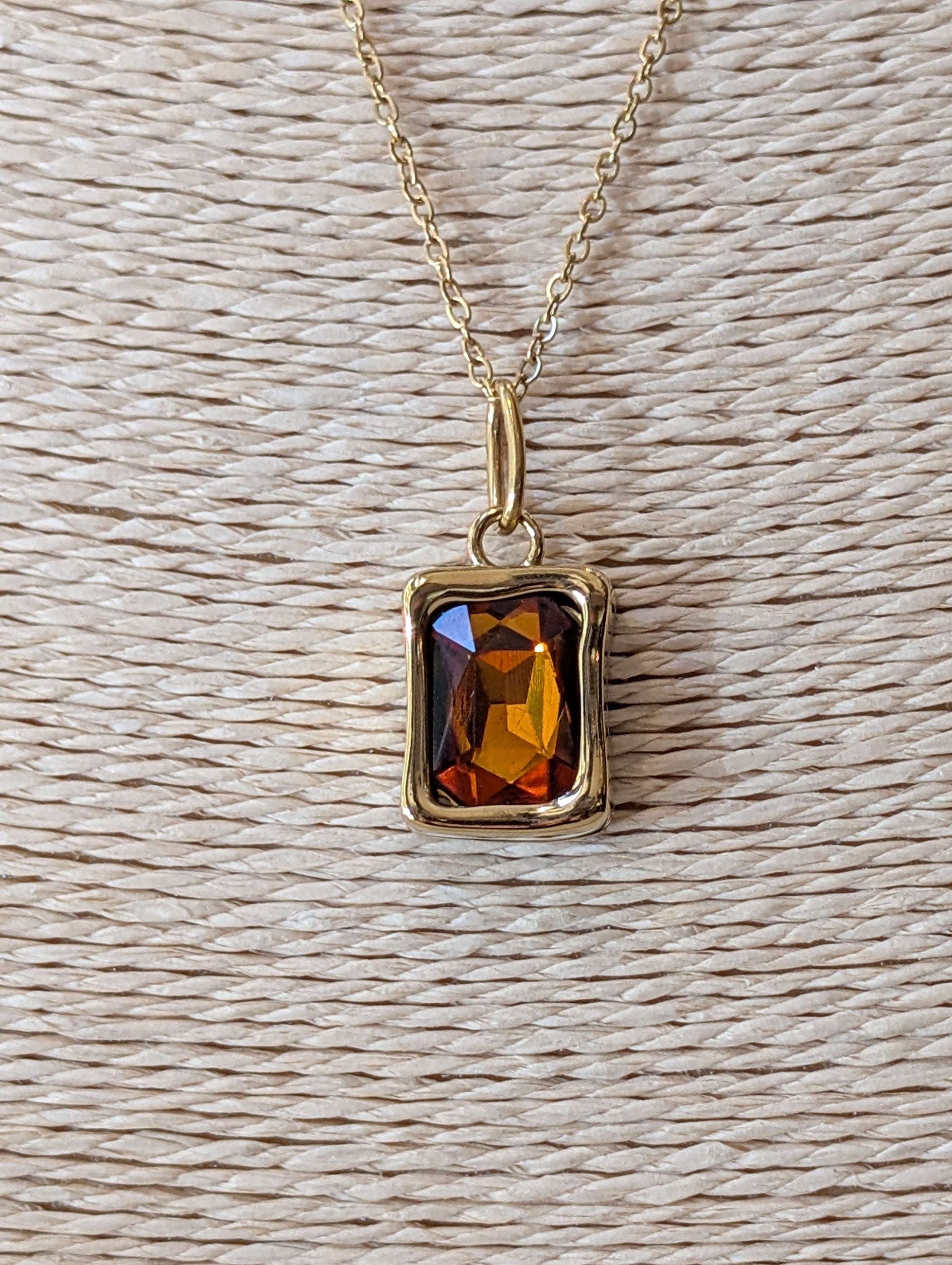 PENDENTE/COLLANA SQUARE PIETRA  ARANCIO/ORO - NALI'