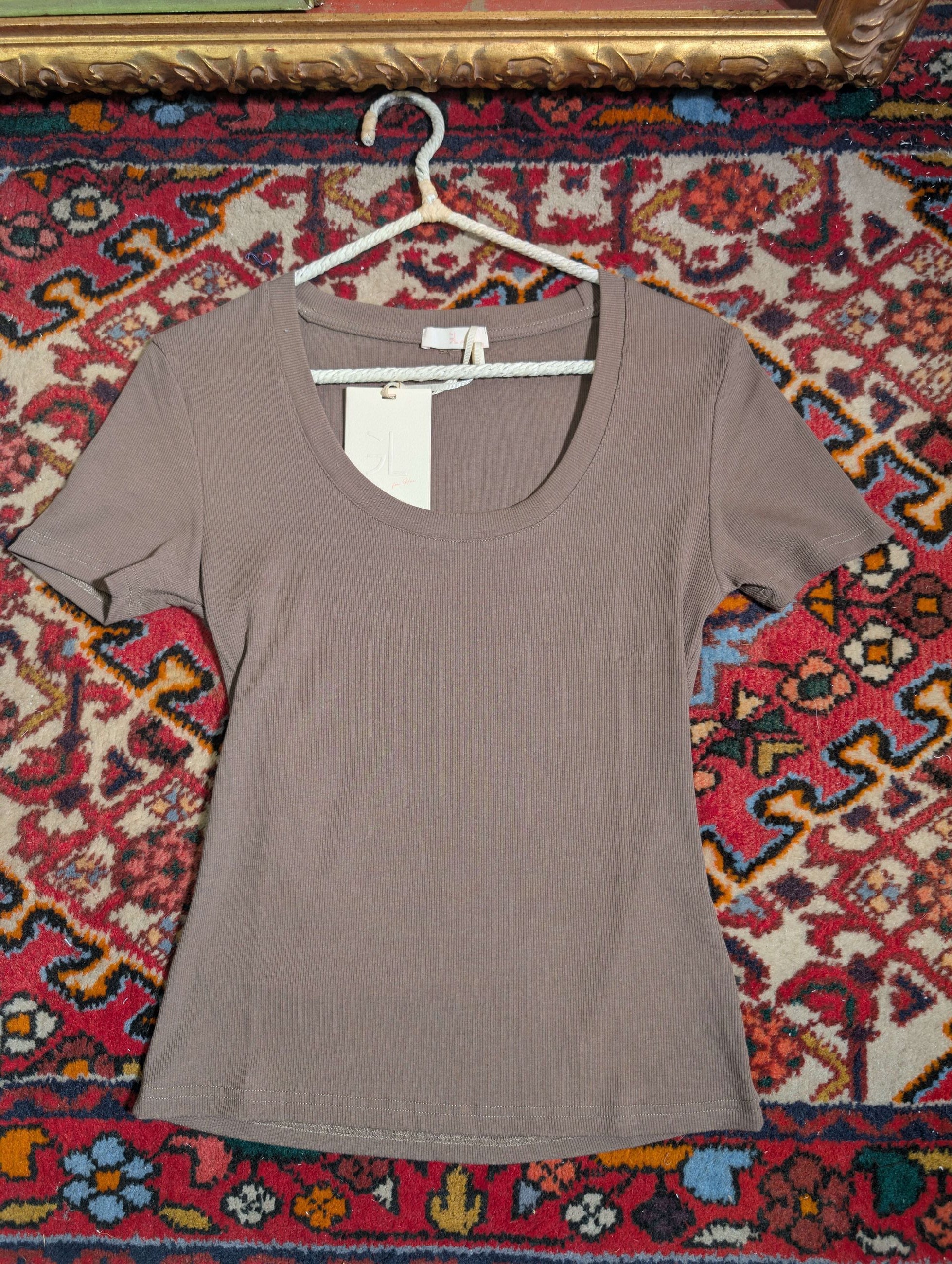 T-shirt scollo madonna in costina di cotone - GL for Her