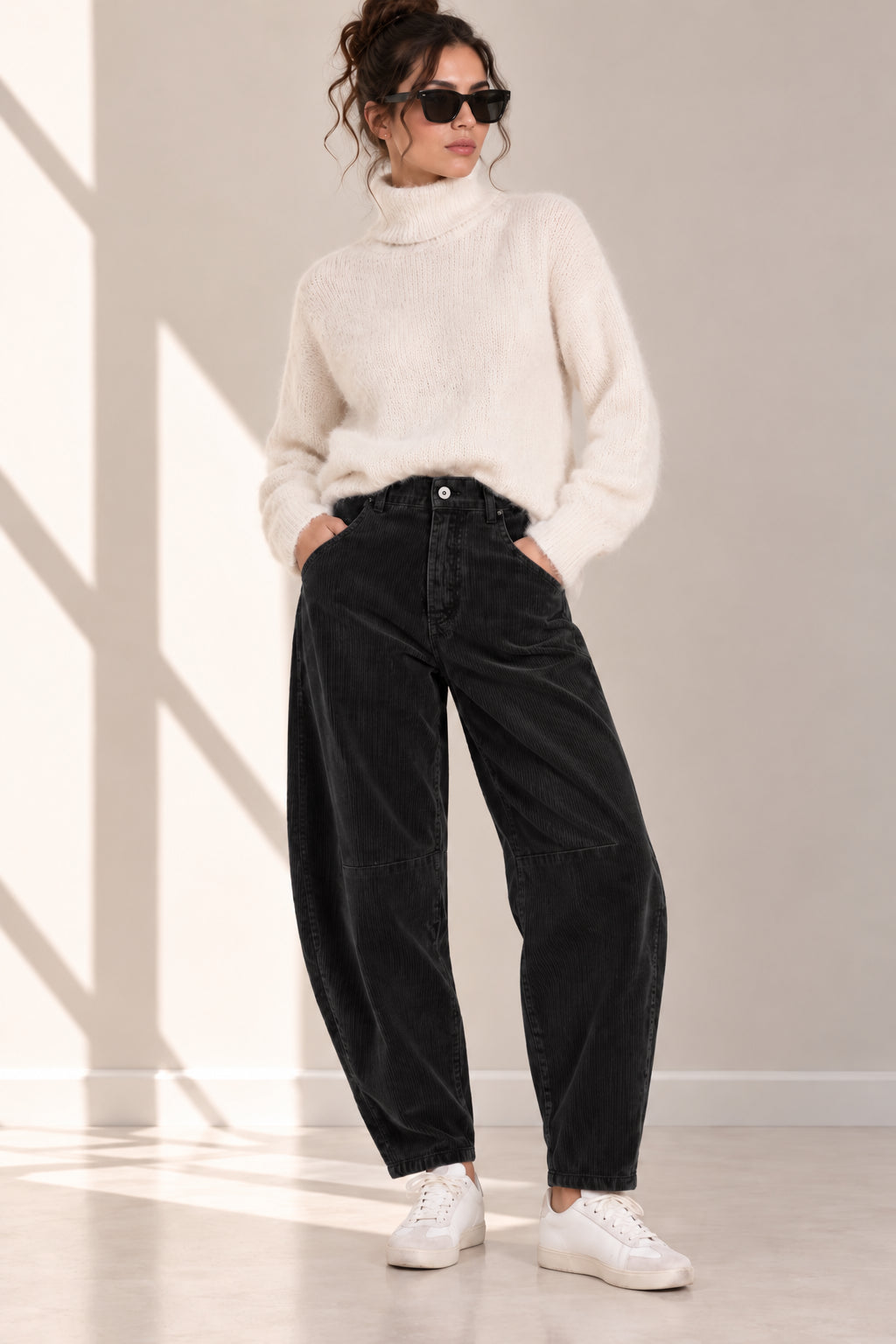 Pantalone barrel in velluto a coste - PLEASE