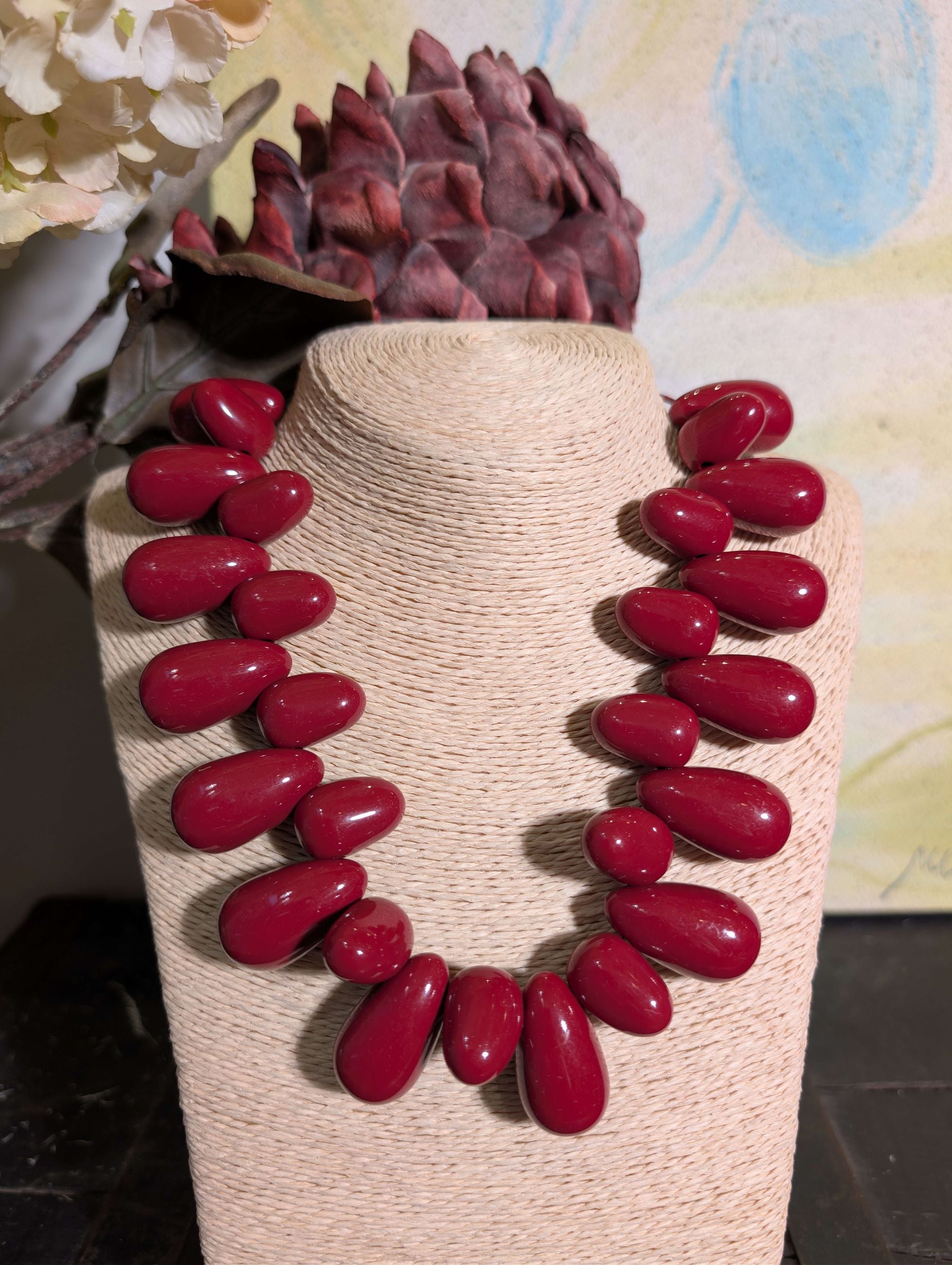 COLLANA ZURI IN RESINA A GOCCIA MAGENTA - NALI'