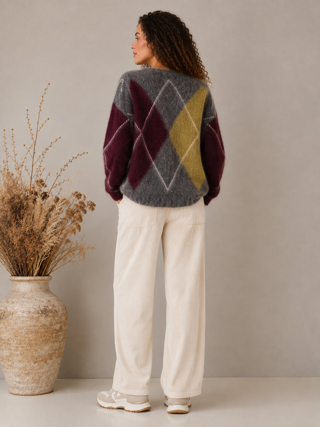 Maglia Oversize Argyle in Mohair Garzato - .SOLO TRE