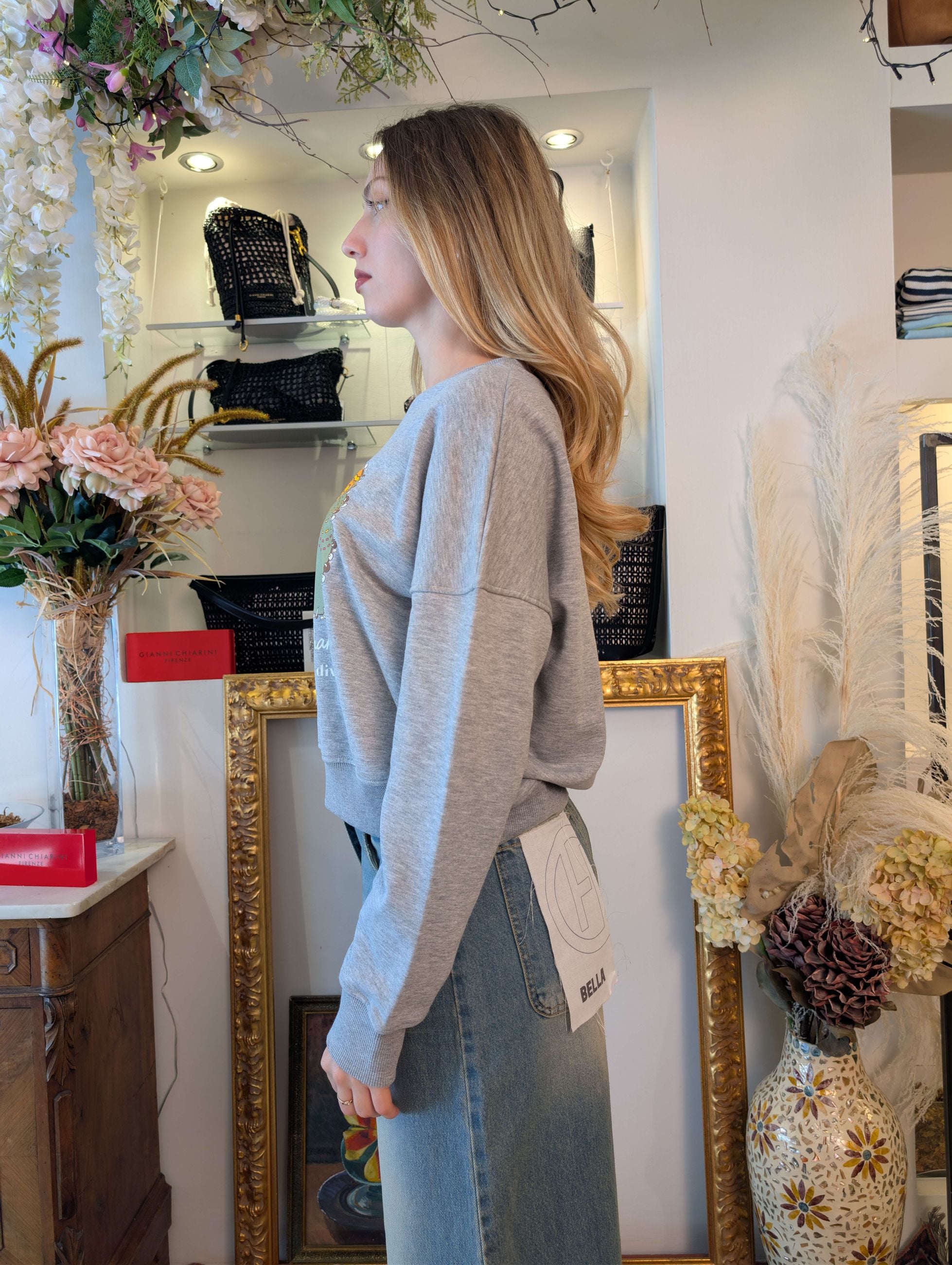 Felpa con elefante stilizzato e dettagli strass - DIXIE