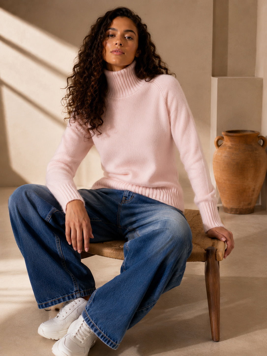 Maglia collo alto seamless in cachemire e lana - .SOLO TRE