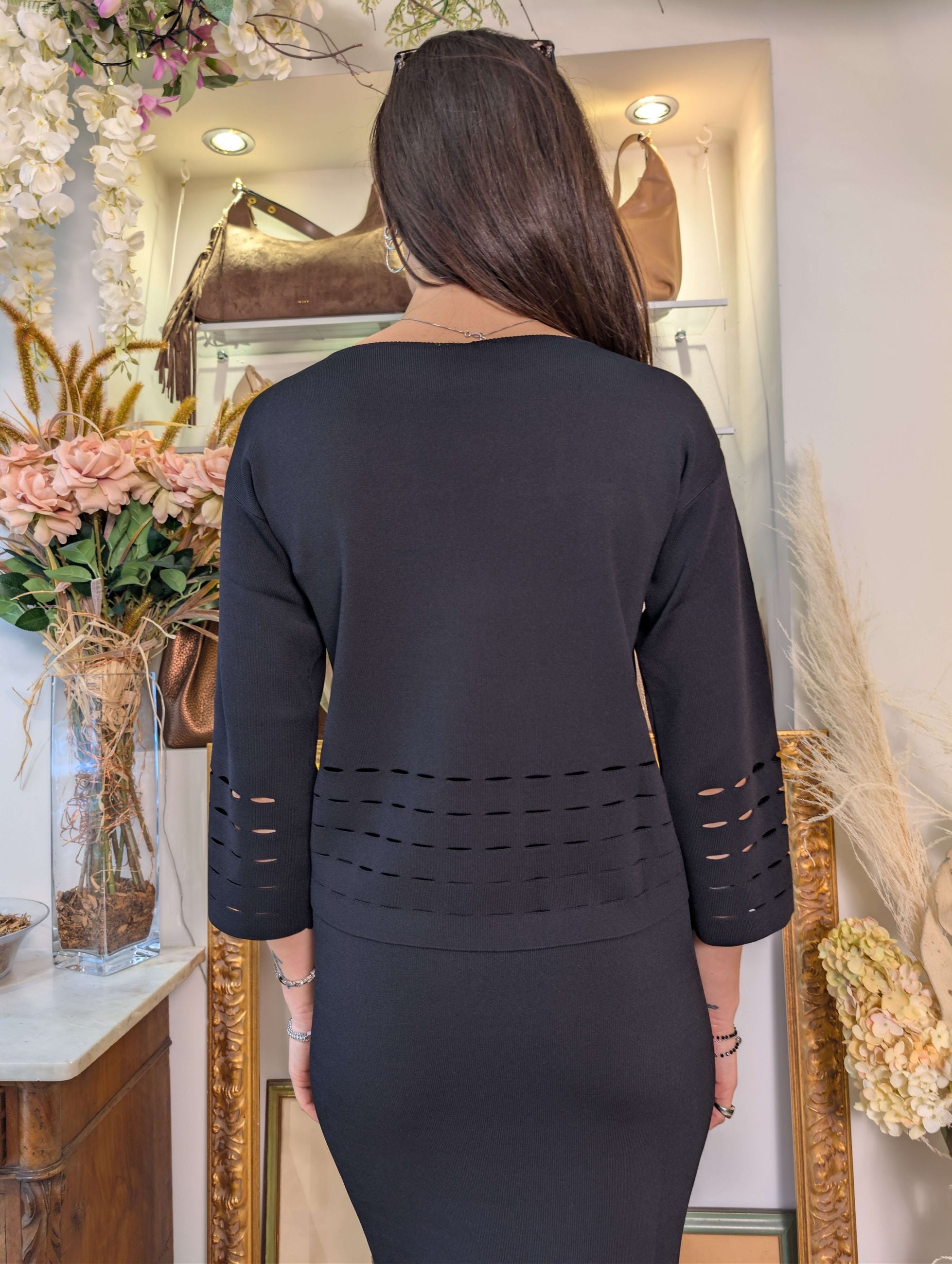 Maglia scollo barchetta con spacchetti orizzontali - - SHE_FLORENCE_LAB