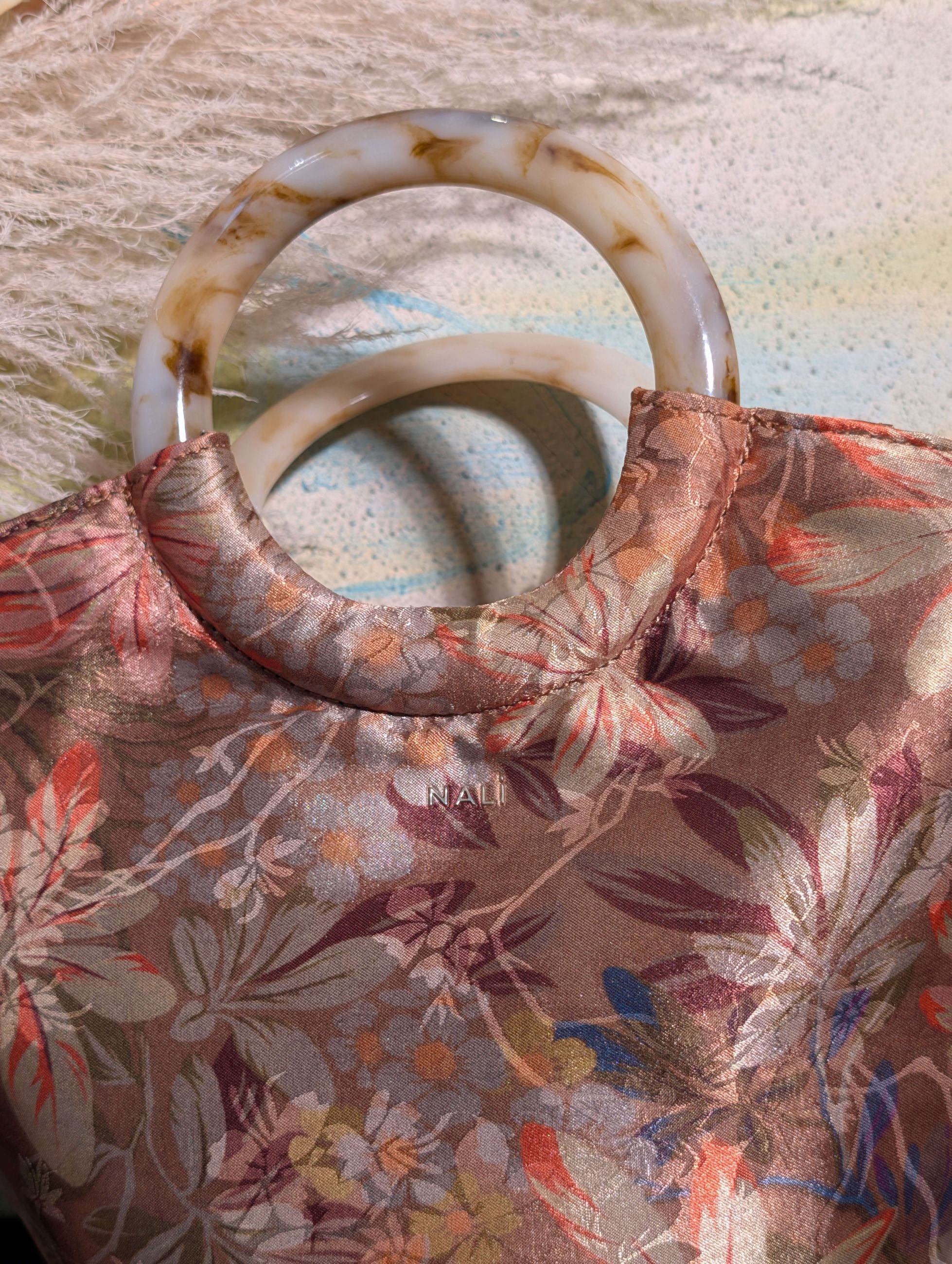 BORSA MADRID IN RASO MANICO RESINA MARRONE - NALI'