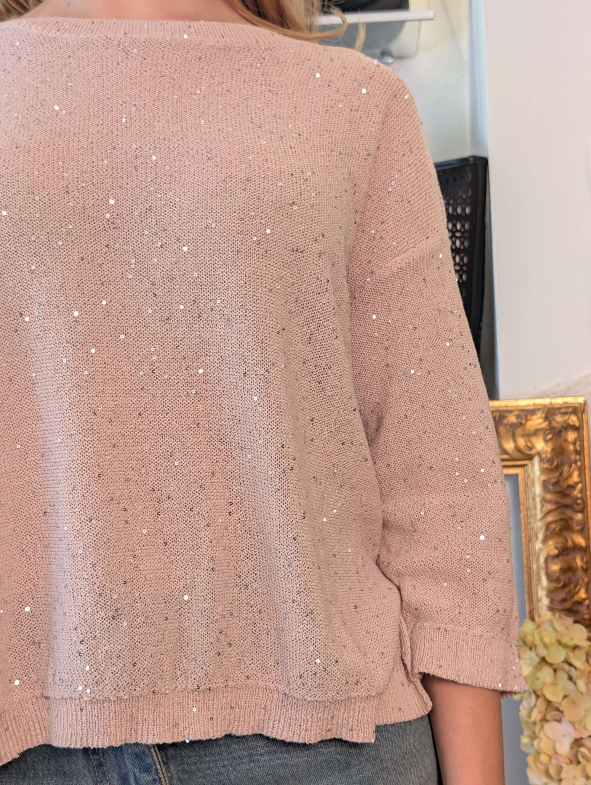 Maglia scollo barchetta con micropaillettes - SHE_FLORENCE_LAB