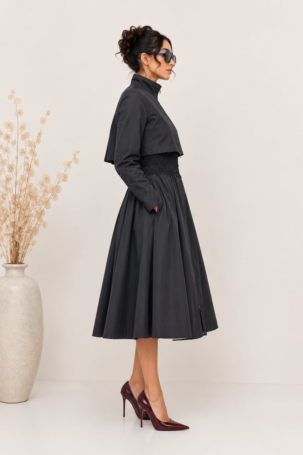Trench Couture con Pizzo e Faux Fur - AMOSA