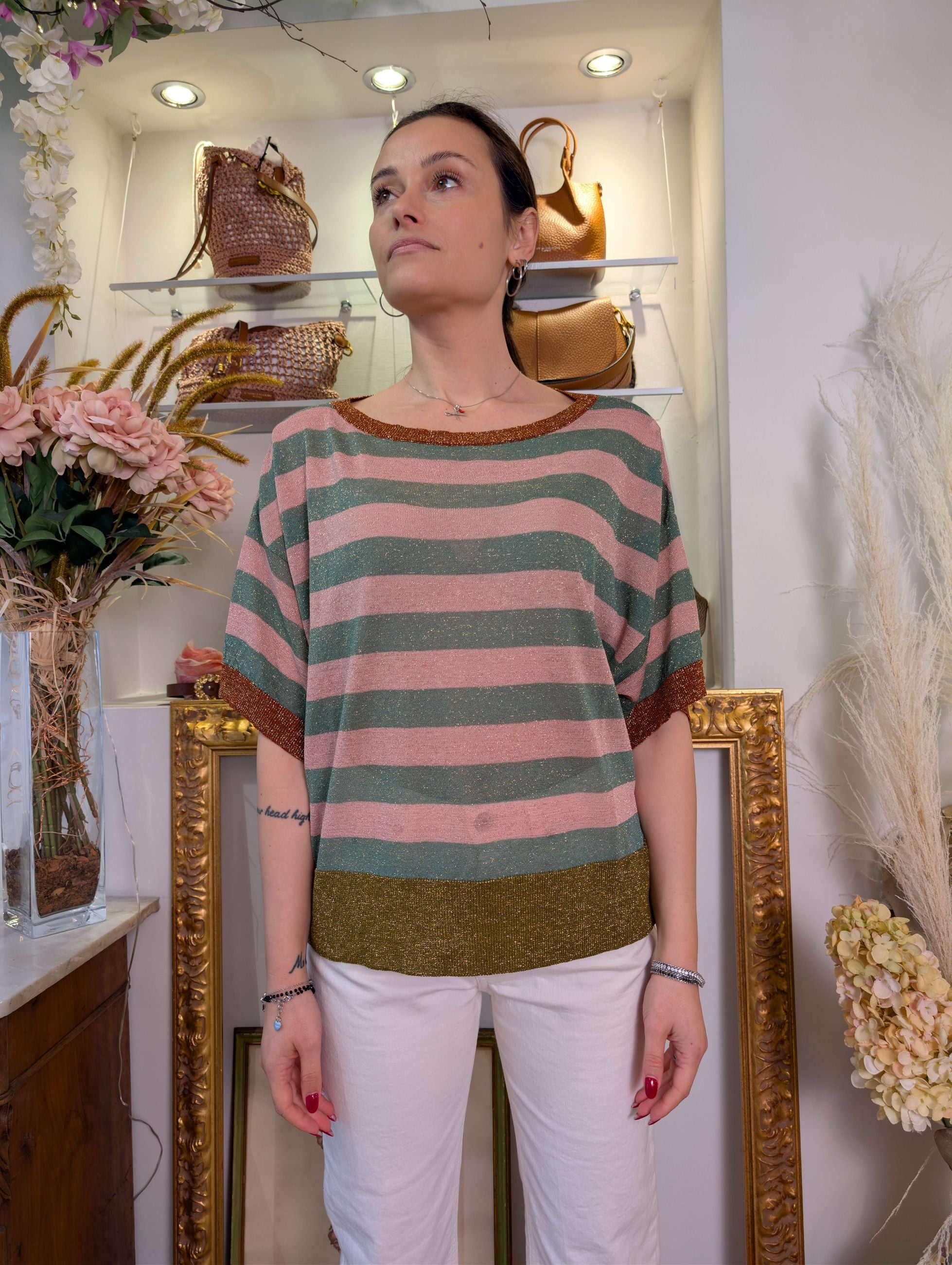 Maglia  rigata multicolor con lurex - DIXIE