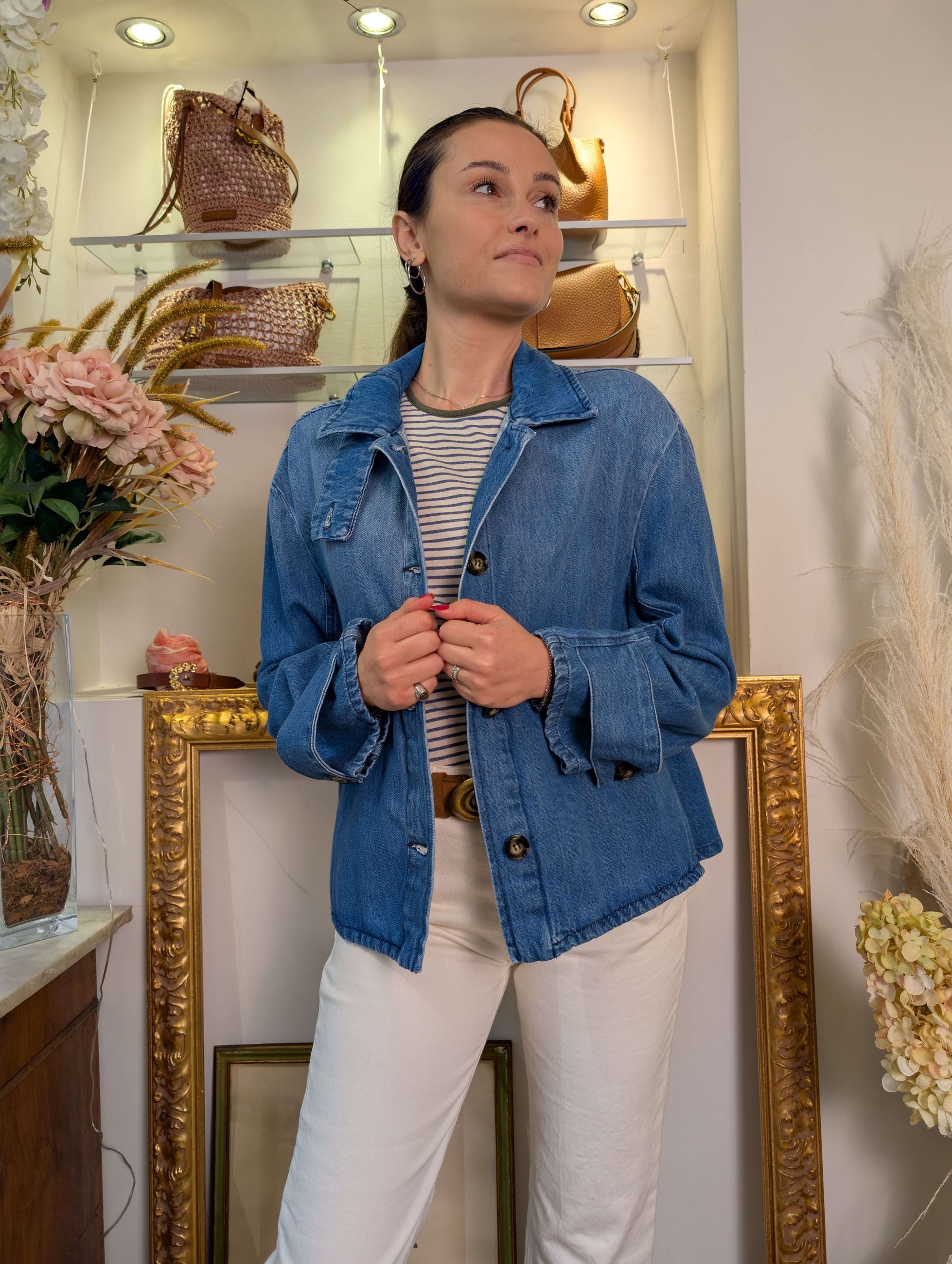 Trench corto in denim - PLEASE