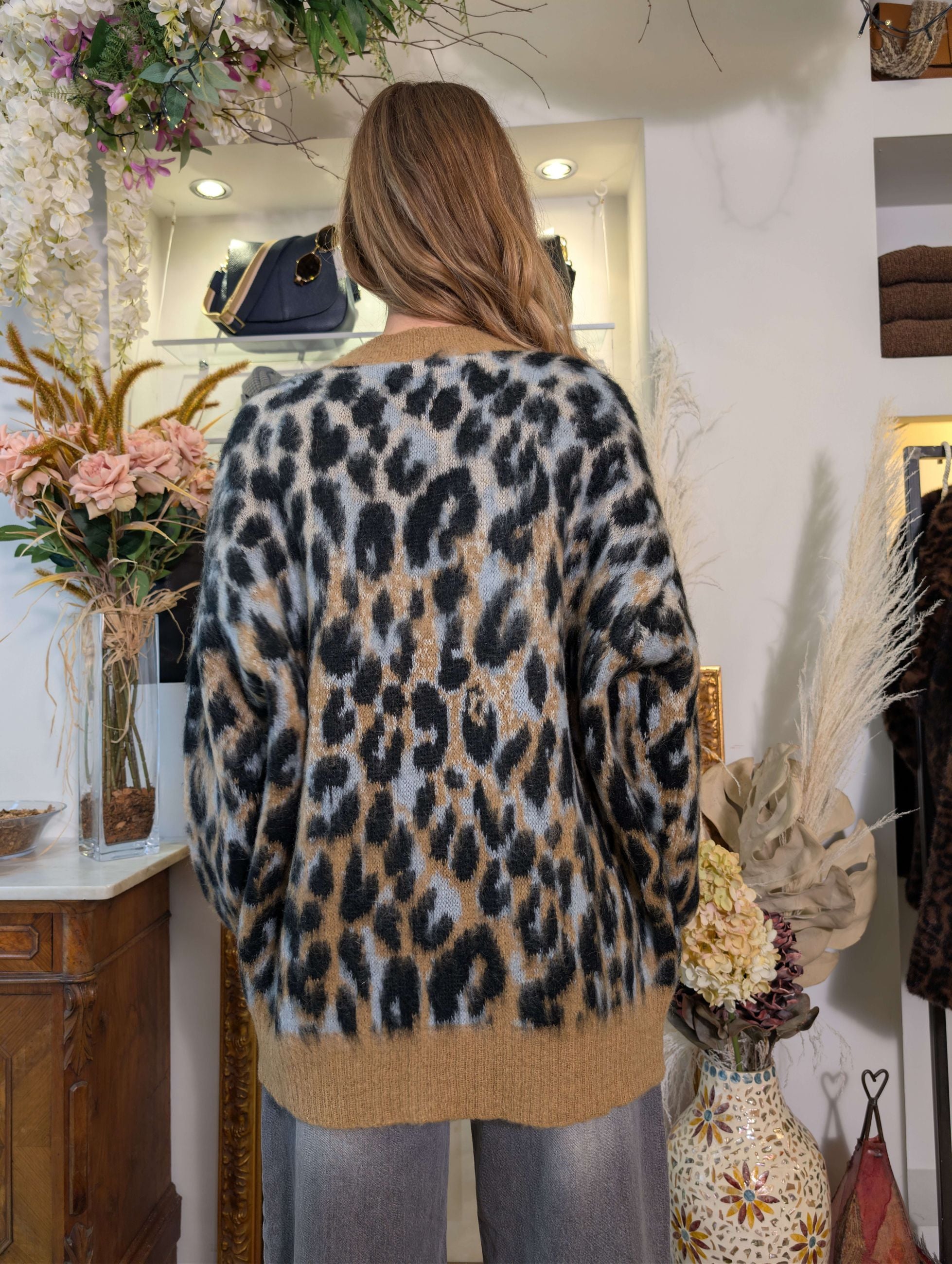 Cardigan oversize jacquard maculato - TENSIONE IN