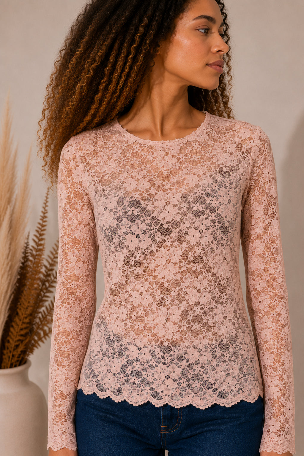 Maglia in pizzo floreale con bordi smerlati - SHE_FLORENCE_LAB