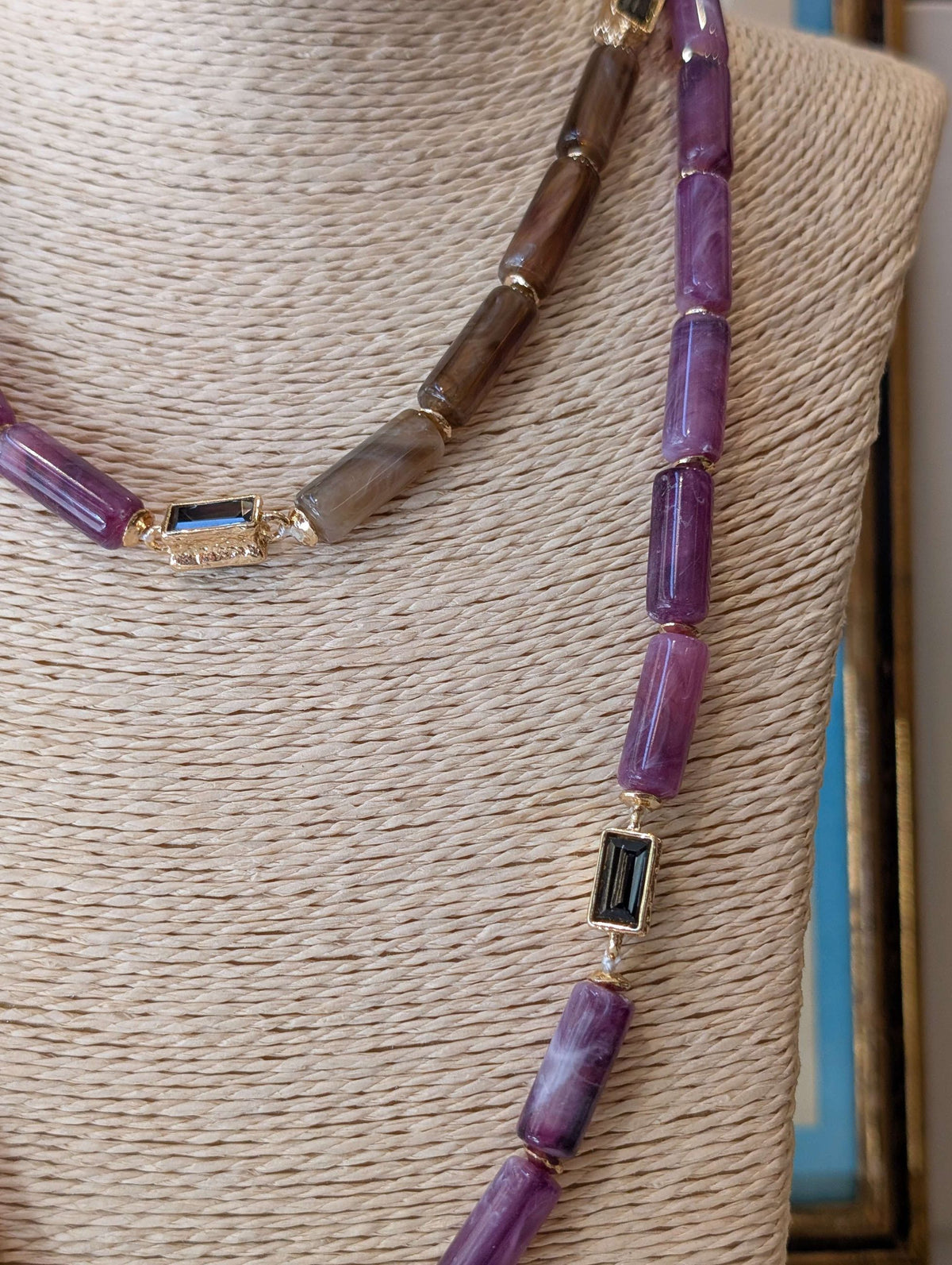 COLLANA JIL LUNGA  PIETRE BAGUETTE FUCSIA - NALI'