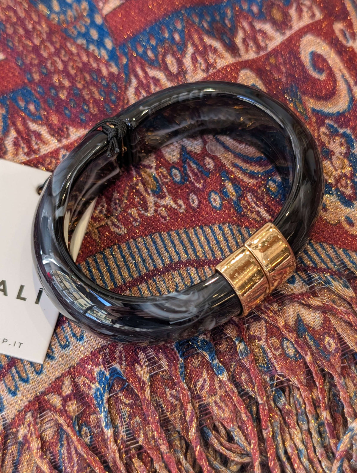BRACCIALE MICHI DETTAGLIO ORO  RESINA NERO - NALI'