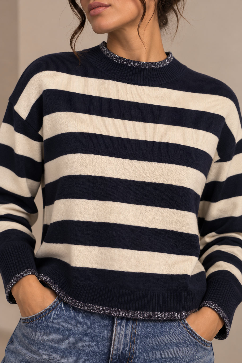Maglia ampia rigata collo lupetto - SHE_FLORENCE_LAB