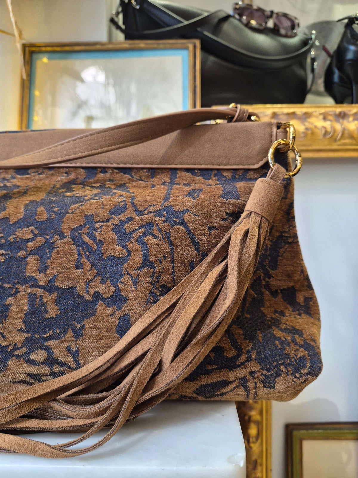 BORSA AMBER A SPALLA FANTASIA MARRONE - NALI'