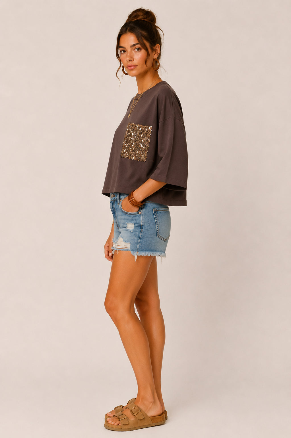T-shirt tasca paillettes - TENSIONE IN