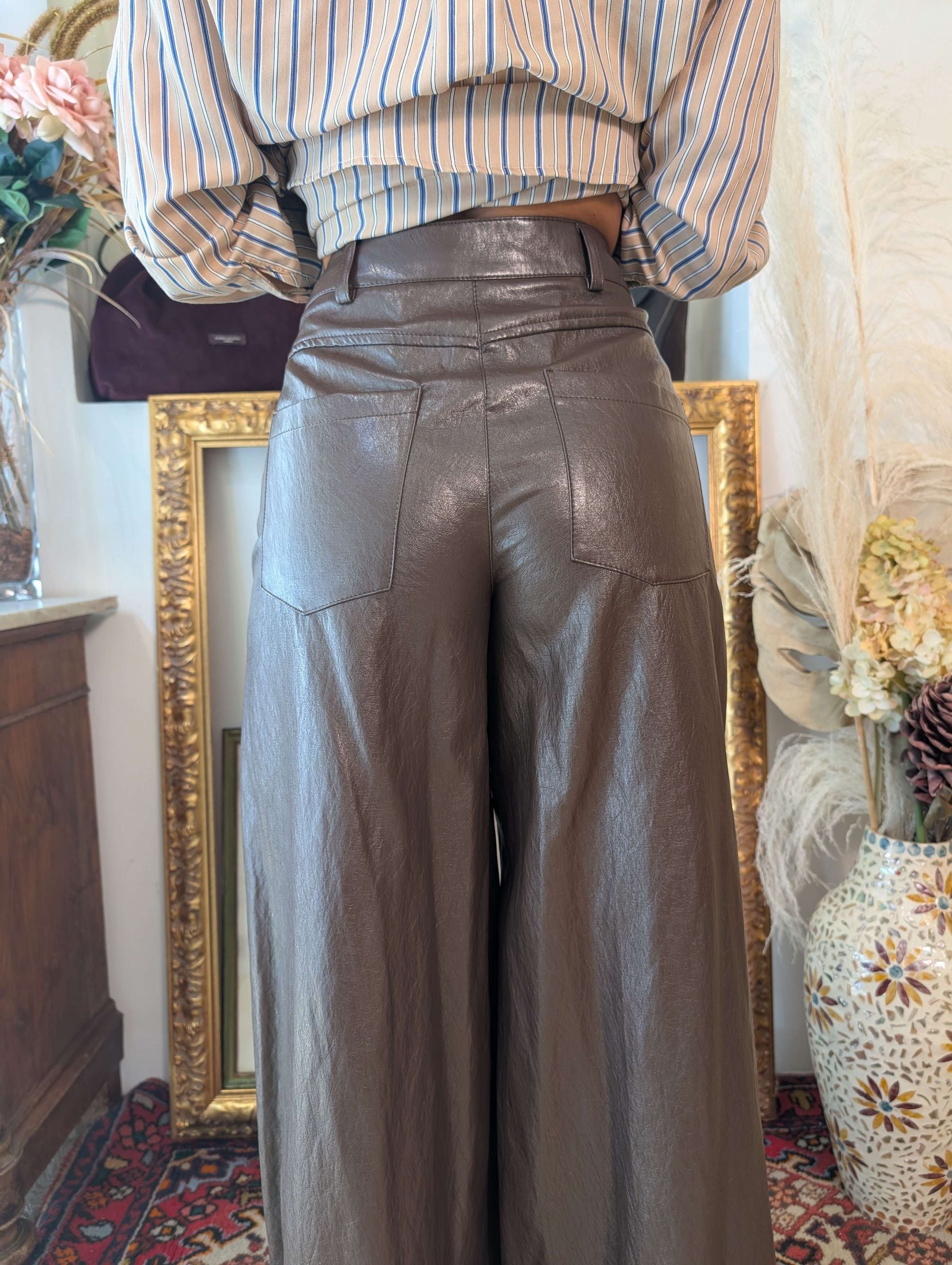 Pantalone wide leg effetto pelle - HAVE ONE