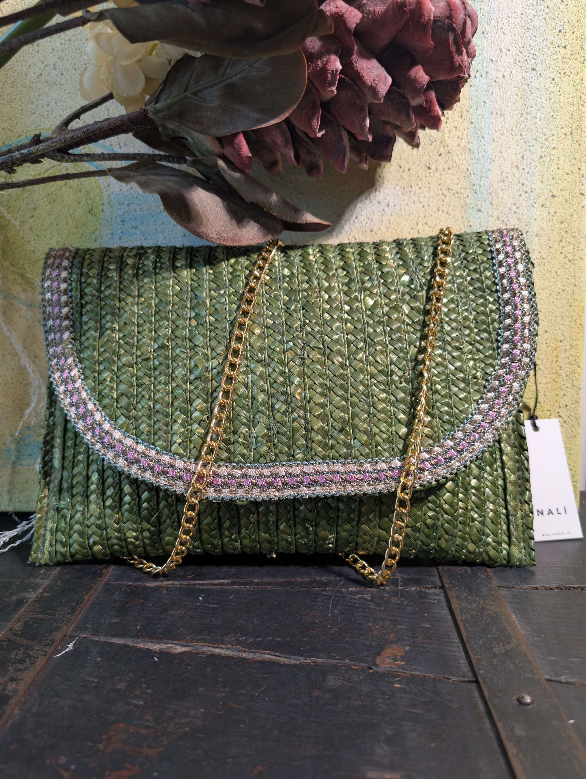 POCHETTE SAMI 26 IN PAGLIA VERDE - NALI'