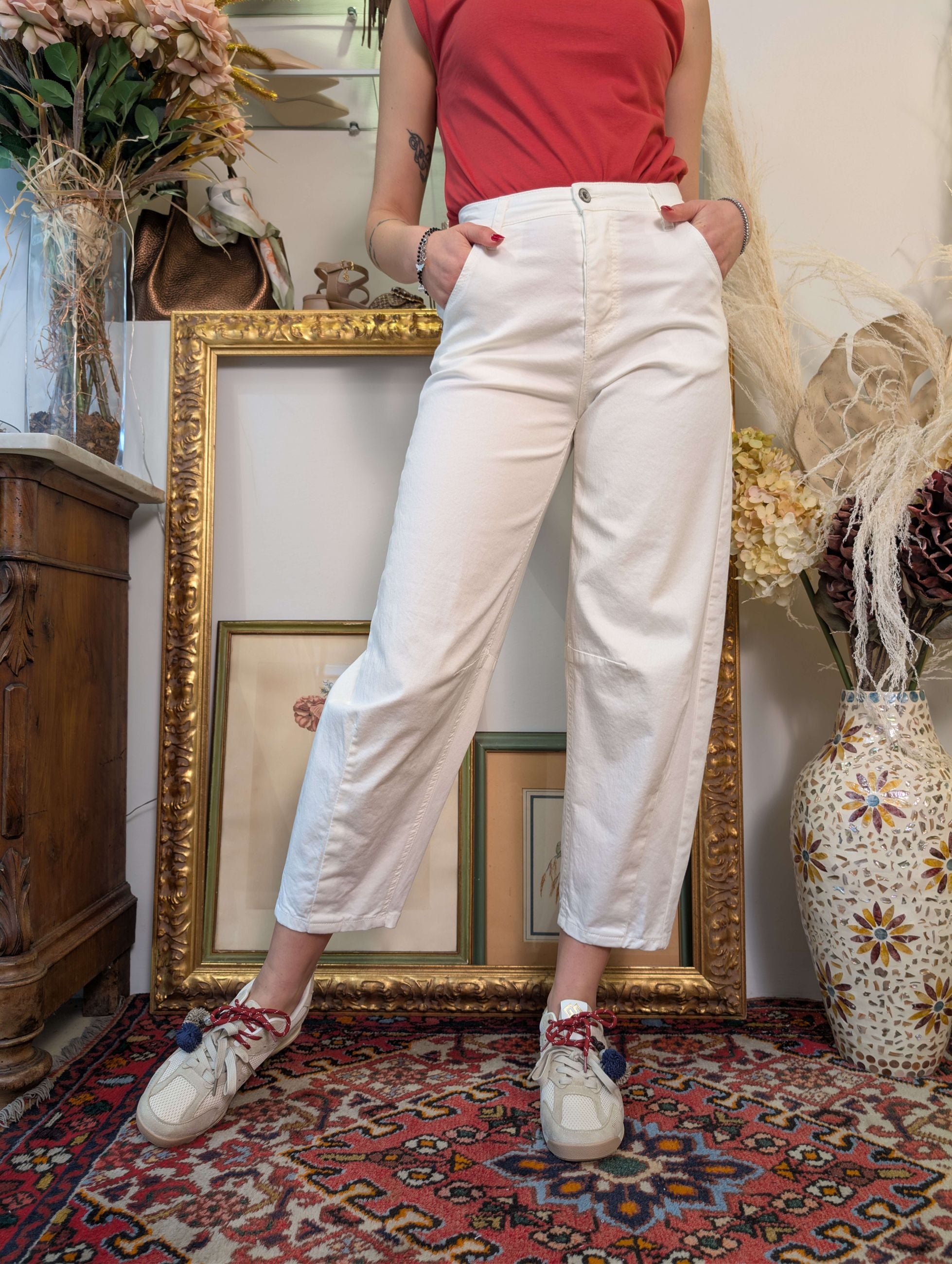Panta baggy in gabardina di cotone - PLEASE