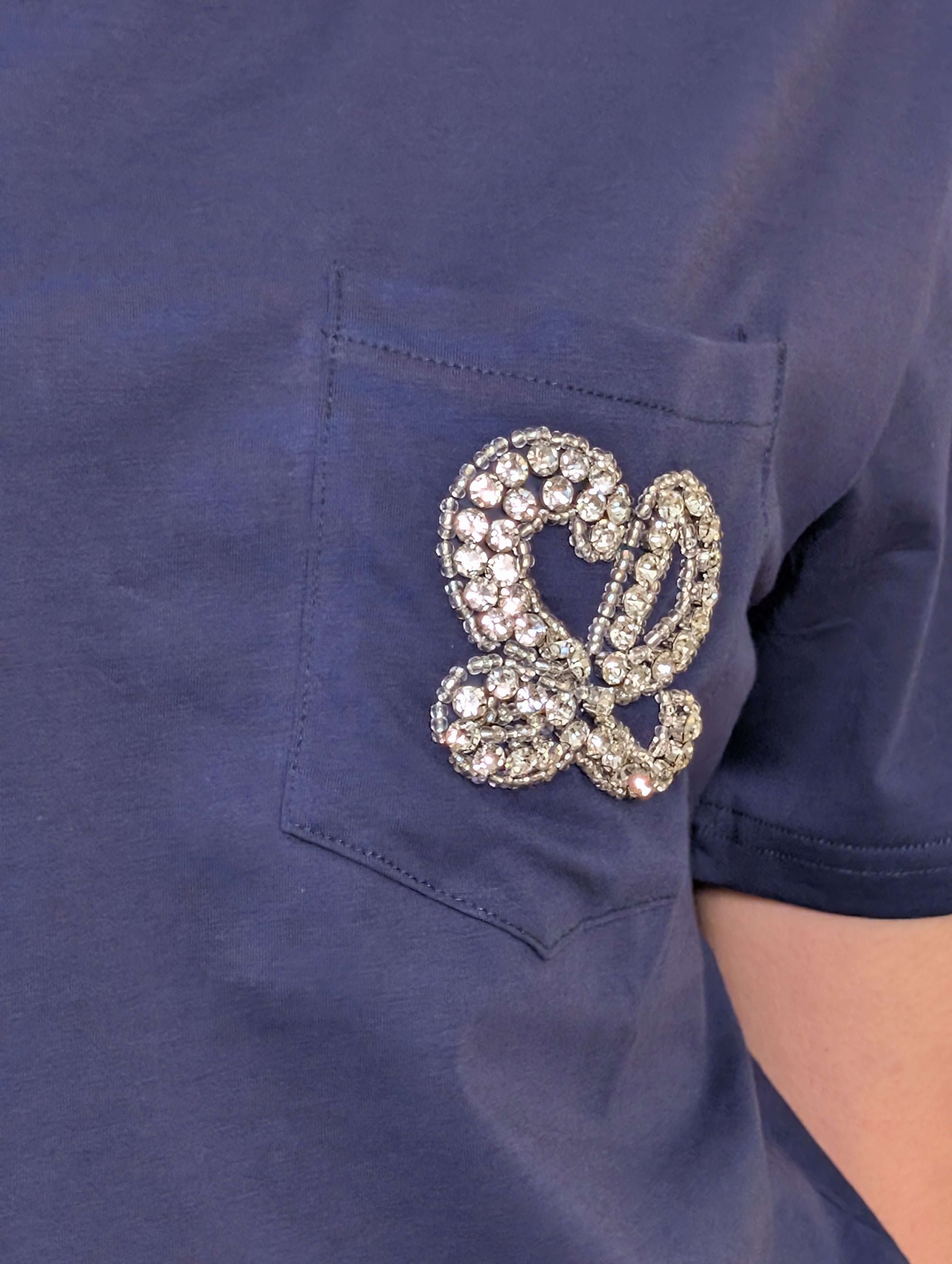 T-shirt girocollo con taschino ricamato - Sandro Ferrone